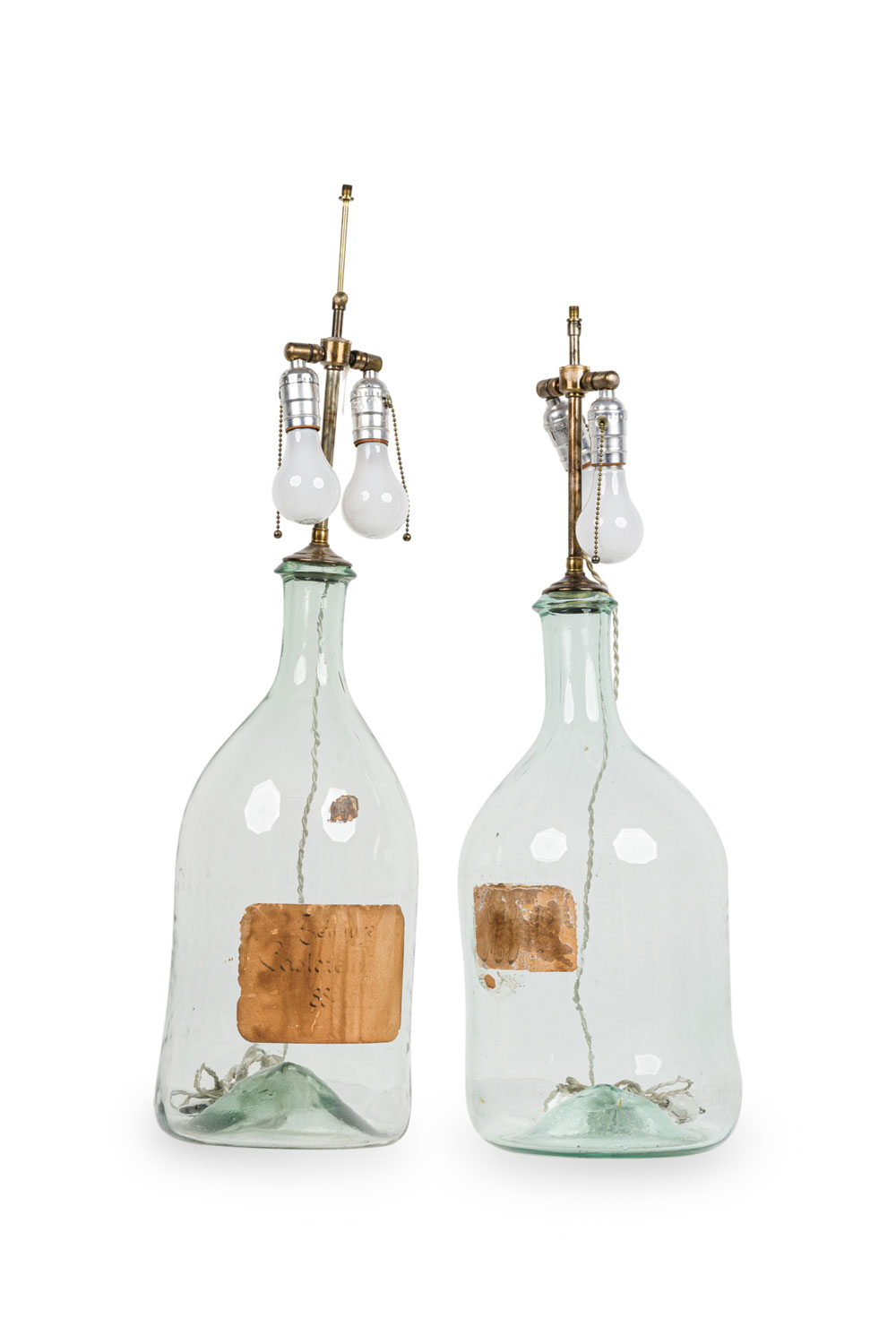 Pair of american contemporary glass jug table lamp 