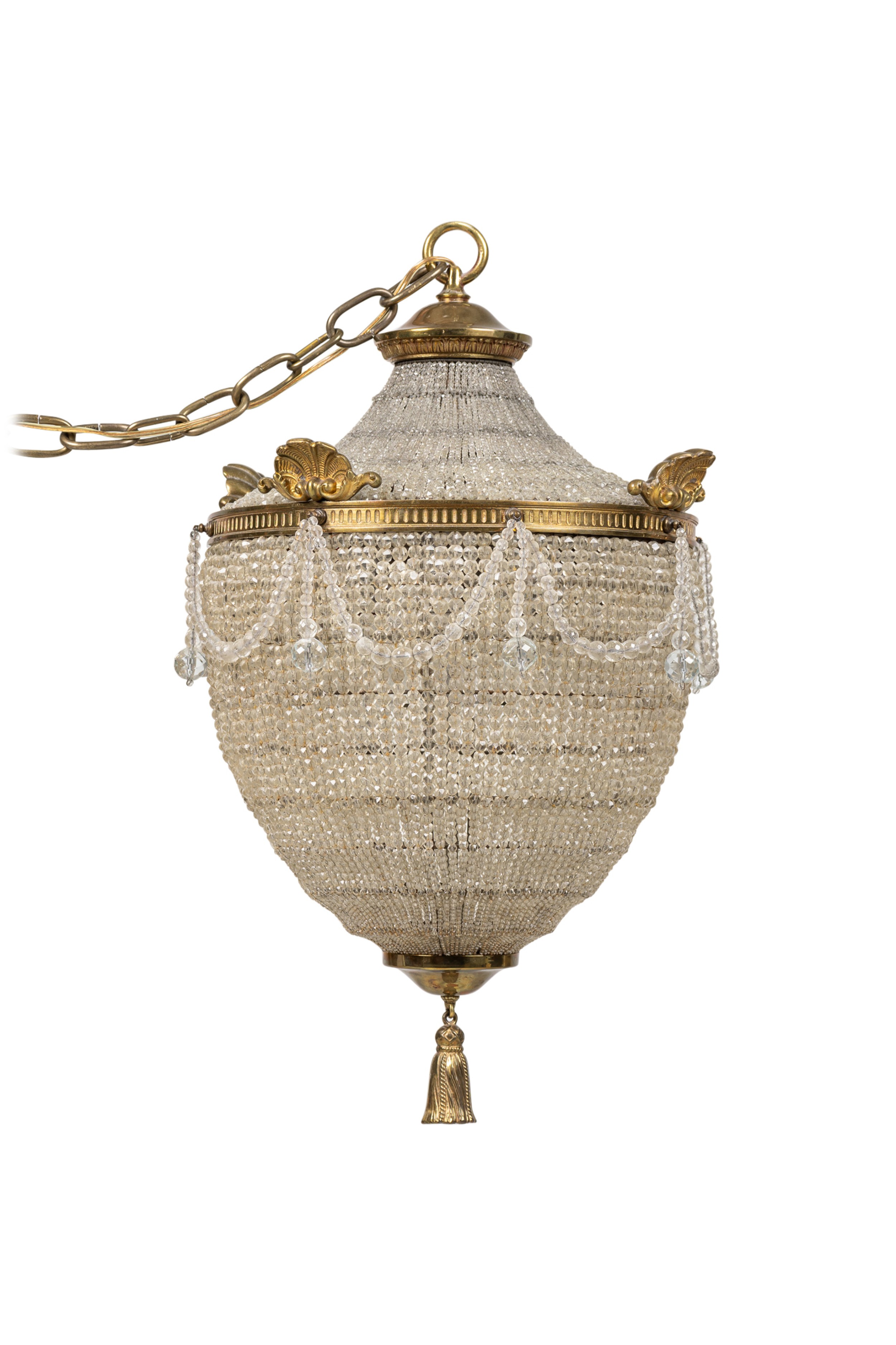English regency style basket acorn chandelier