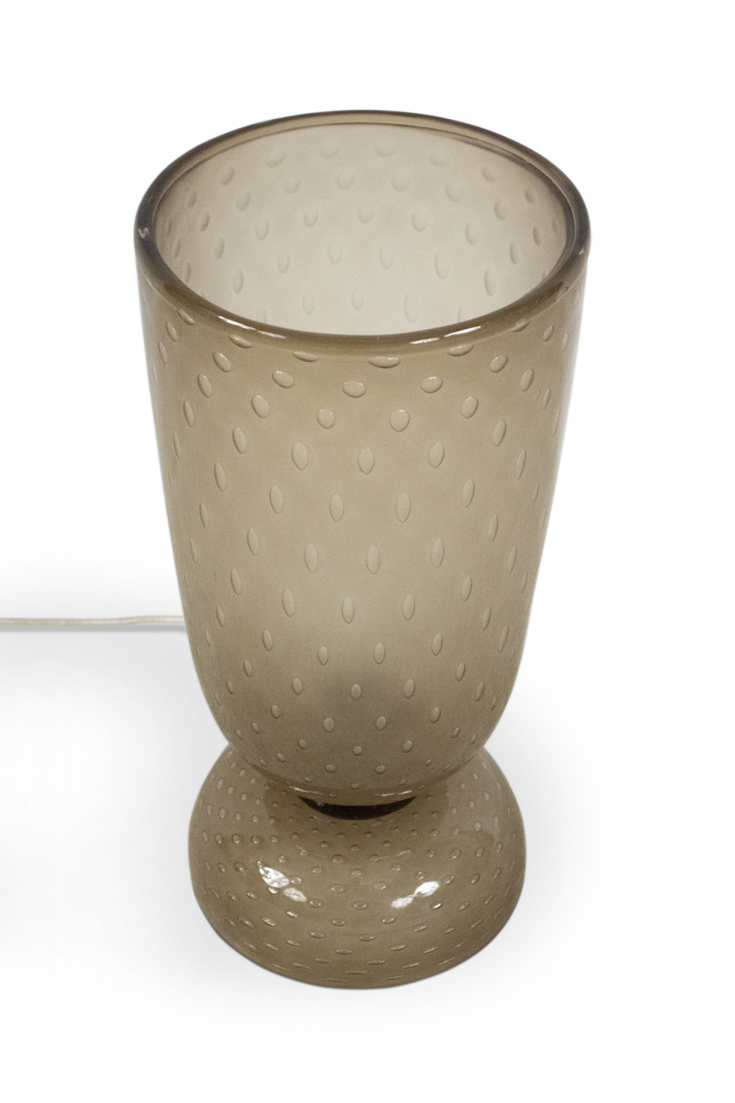 Italian Mid Century Murano Smoked Bubble Glass Table Lamp