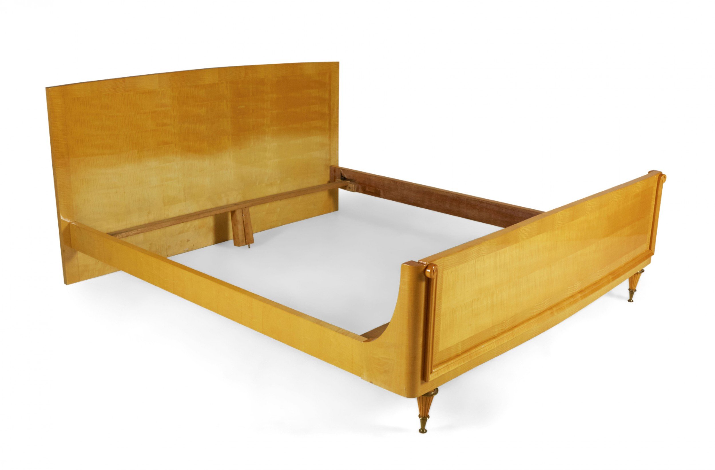 Art Deco Maple and Bronze Queen Size Bed