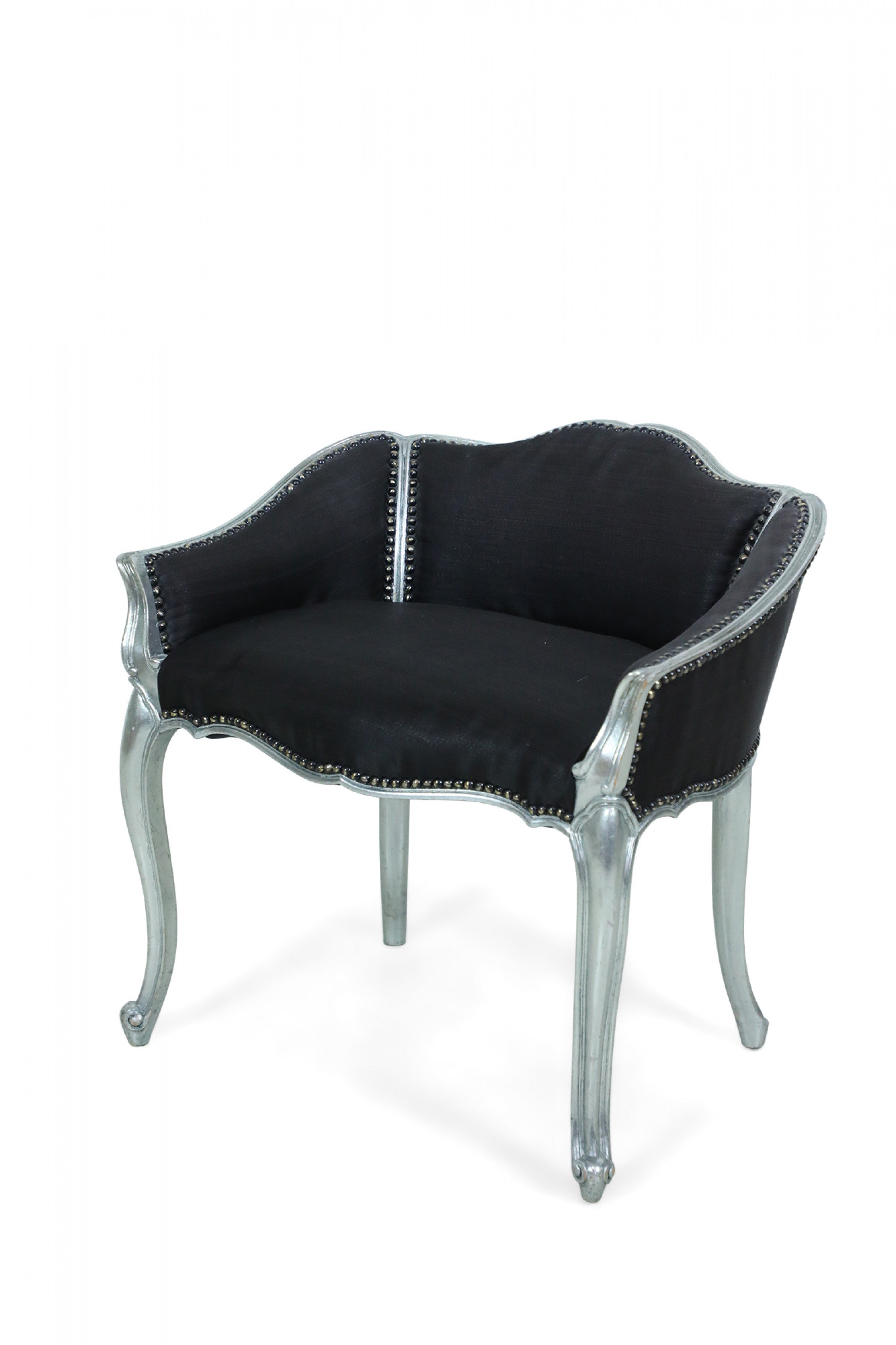 French louis xv style silvered low back chair