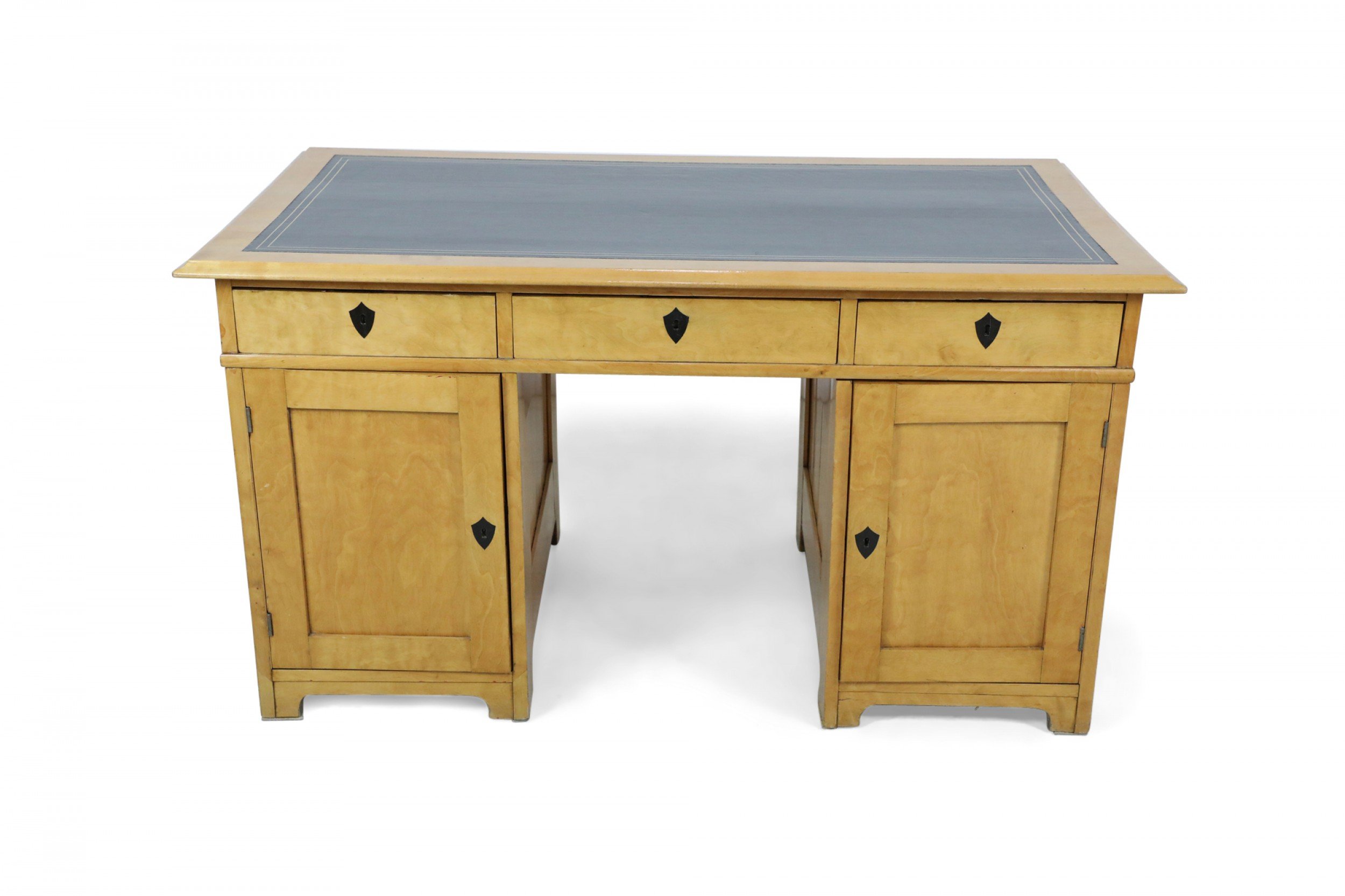 Swedish biedermeier style birch kneehole desk