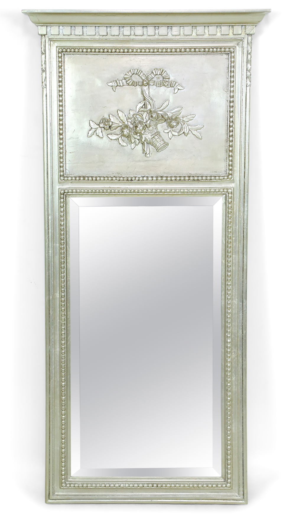 Italian neo classical style pier mirror in painted silver
