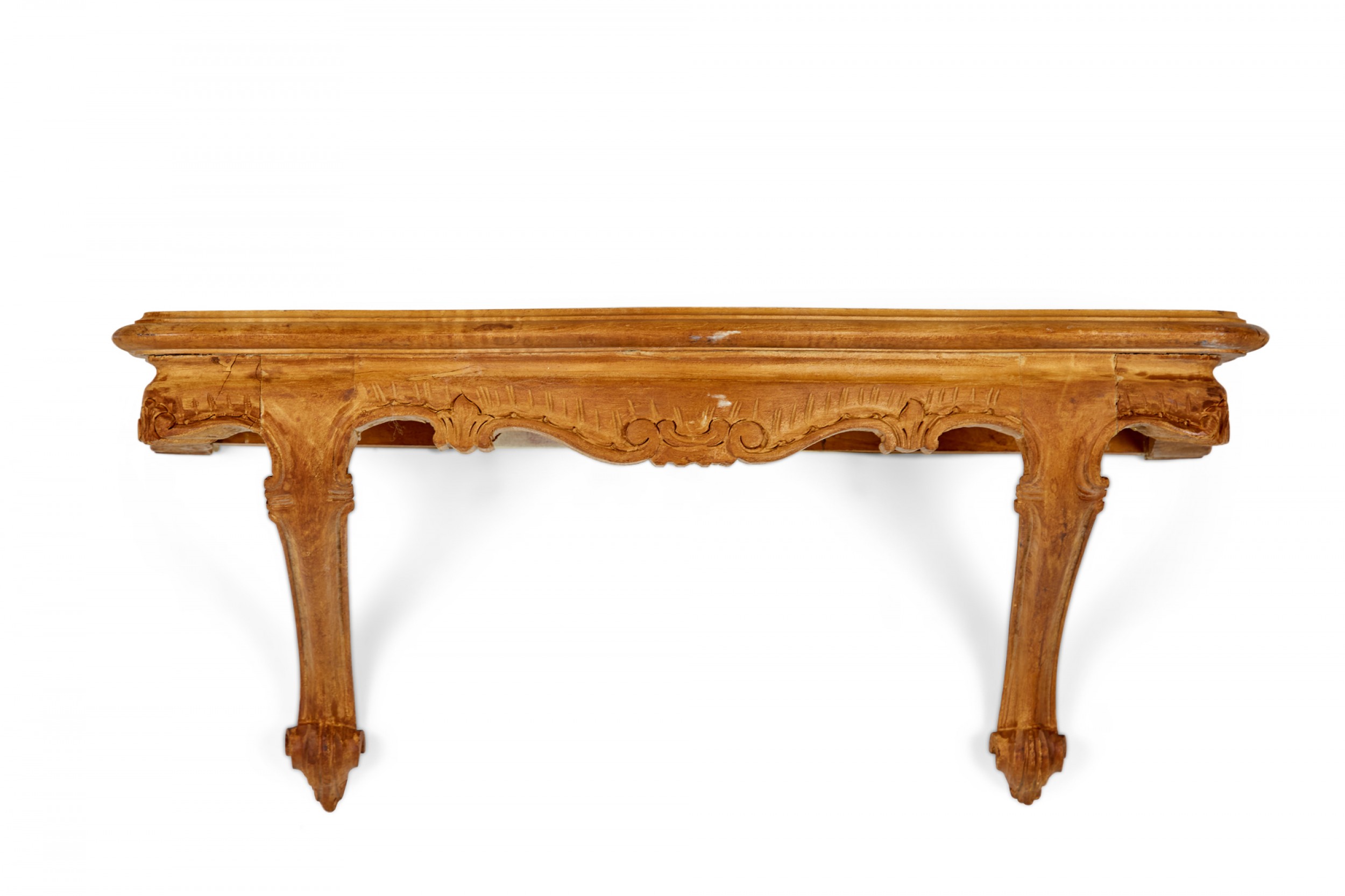 Carved wooden wall shelf