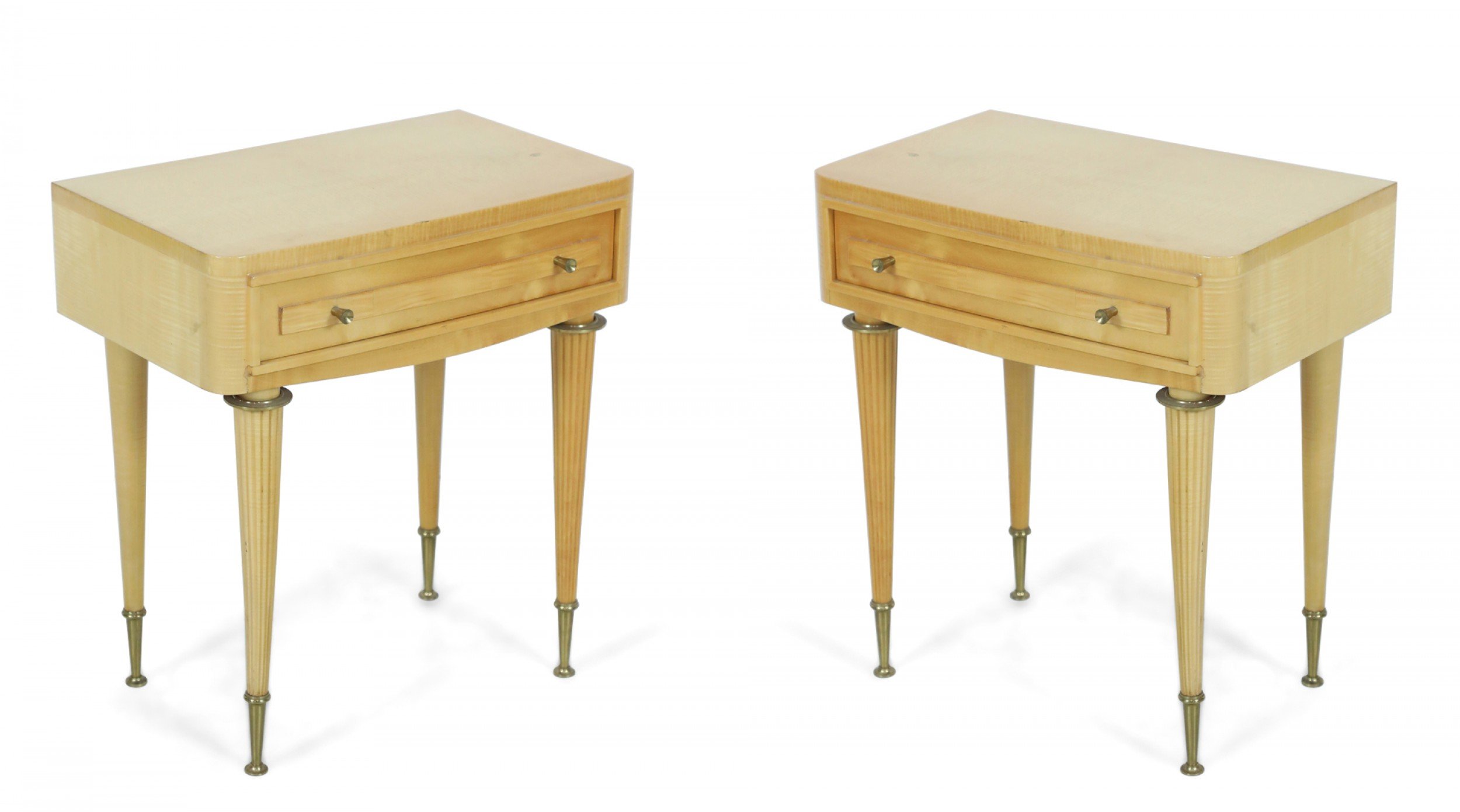 Pair of art deco maple end tables