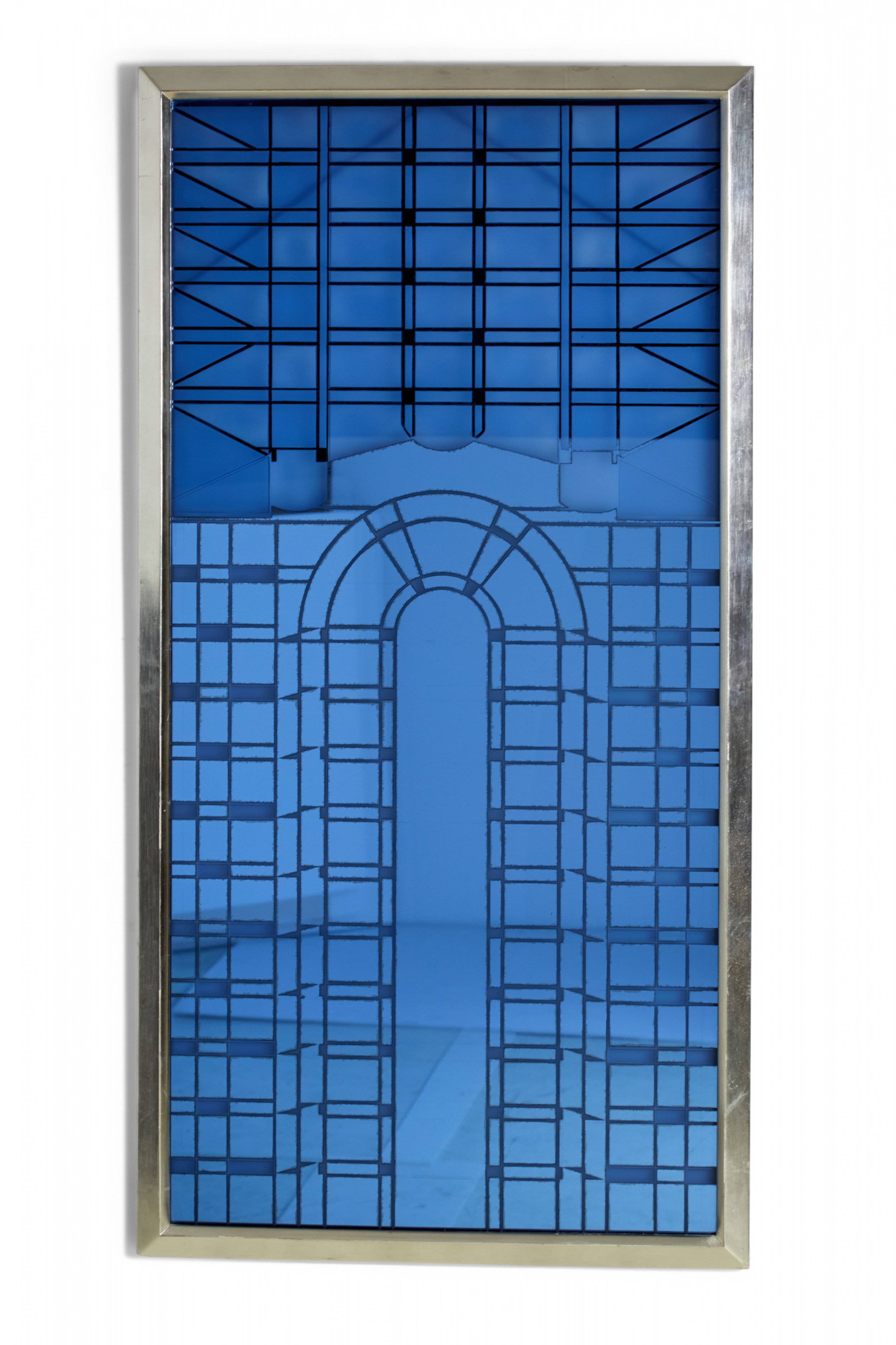 Art deco framed glass mirror panel