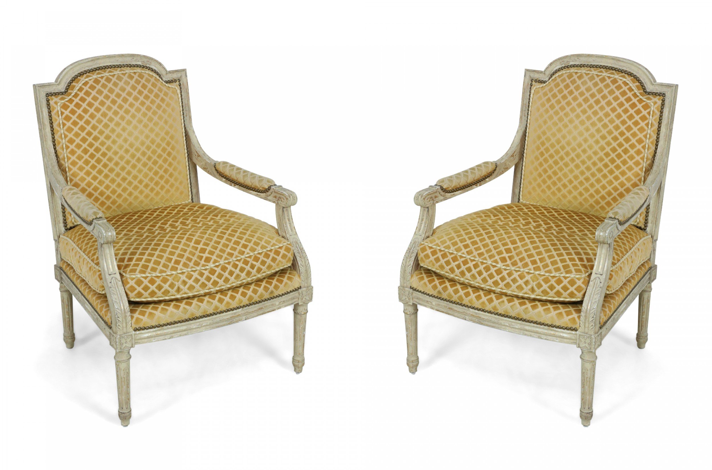 Pair of louis xvi gold upholstered fauteuils