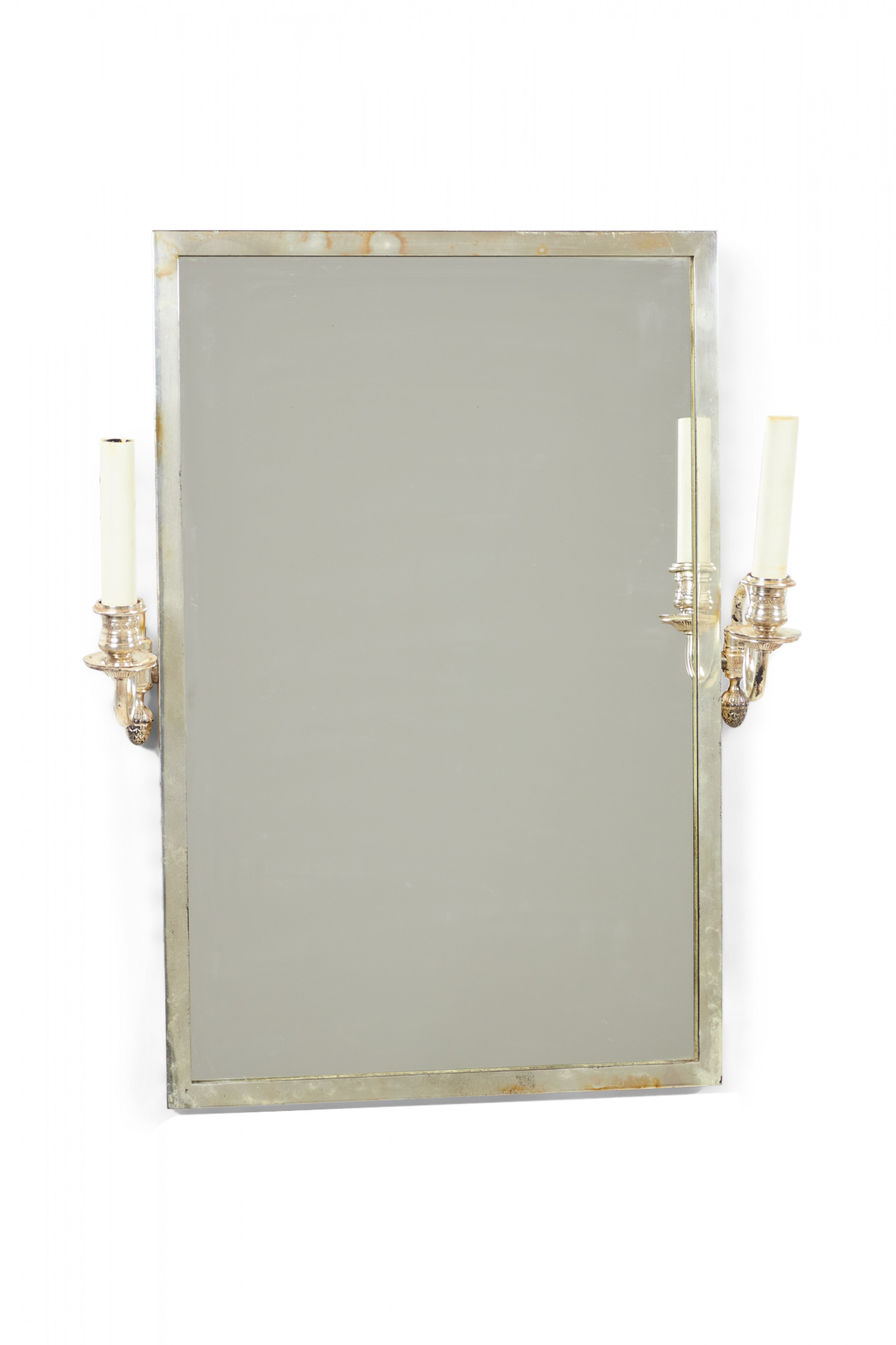 French mirror with two arm silver sconces