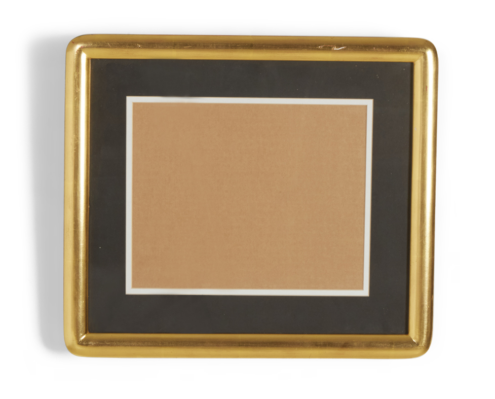 Set of 3 black and gilt curved corner gallery frames