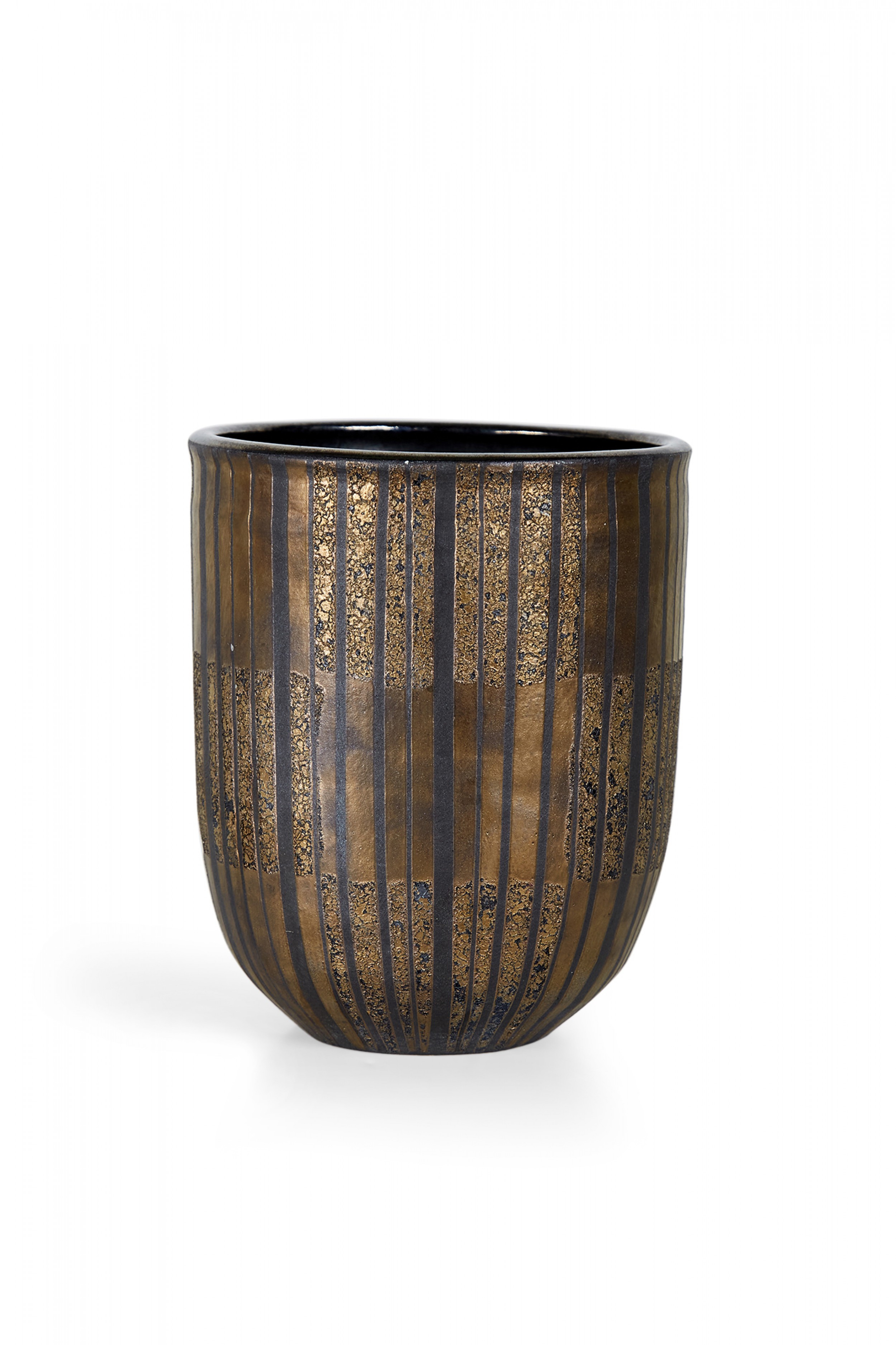 Gary DiPasquale Contemporary Thrown Bronze and Black Glazed Cylindrical Vase