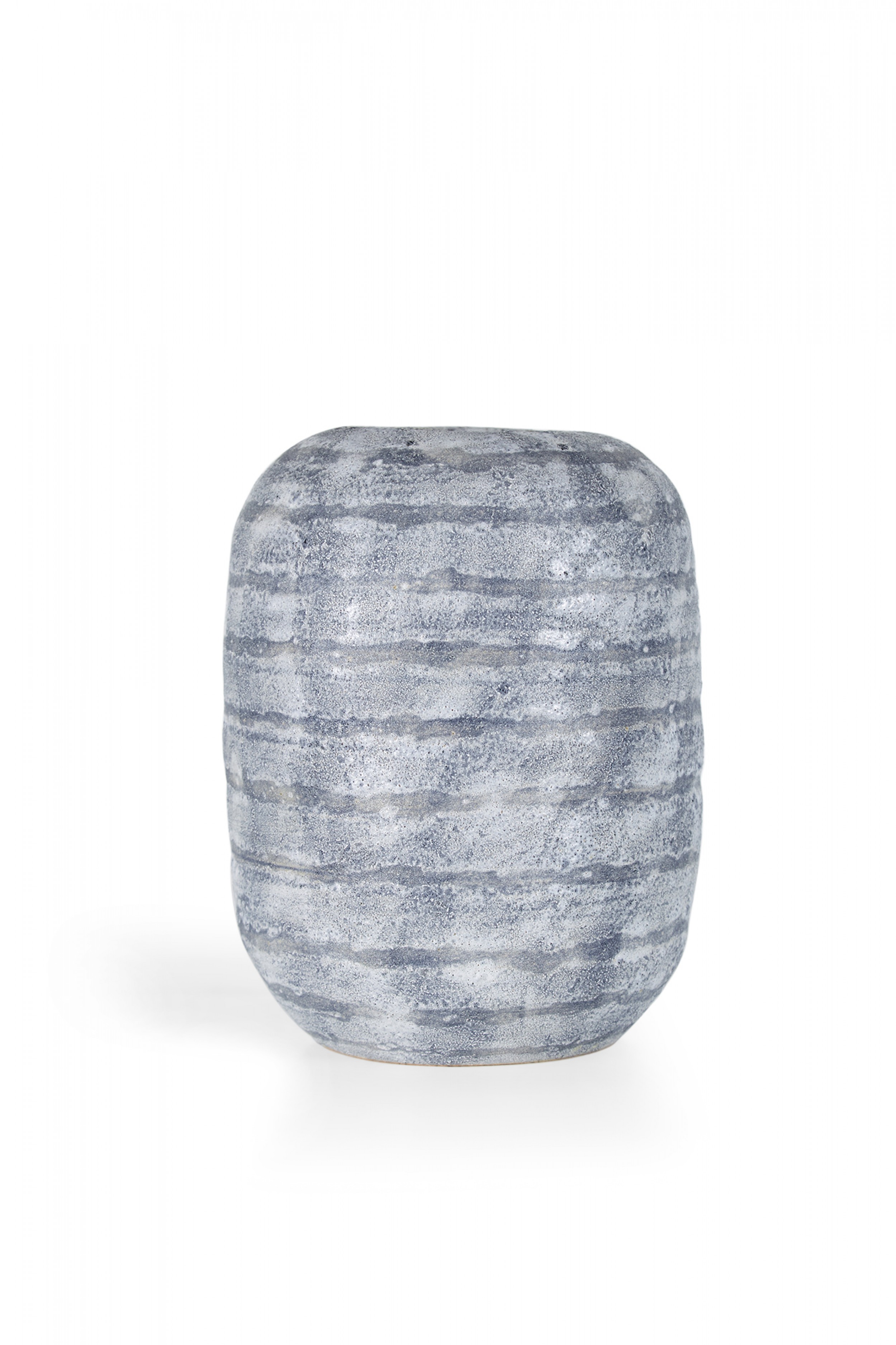 Gary DiPasquale Contemporary Thrown Textured Gray Striped Rounded Vase