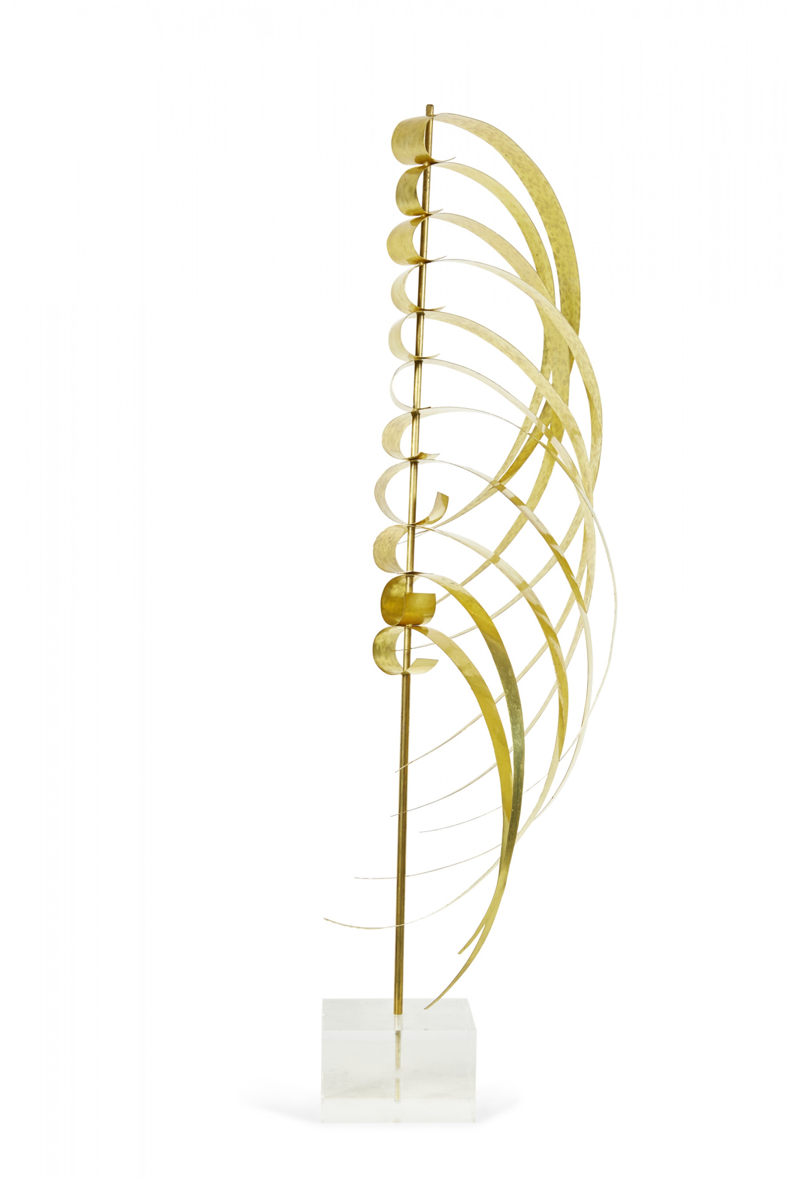 Robert Lee Morris Rooster Tail Brass and Lucite Sculpture