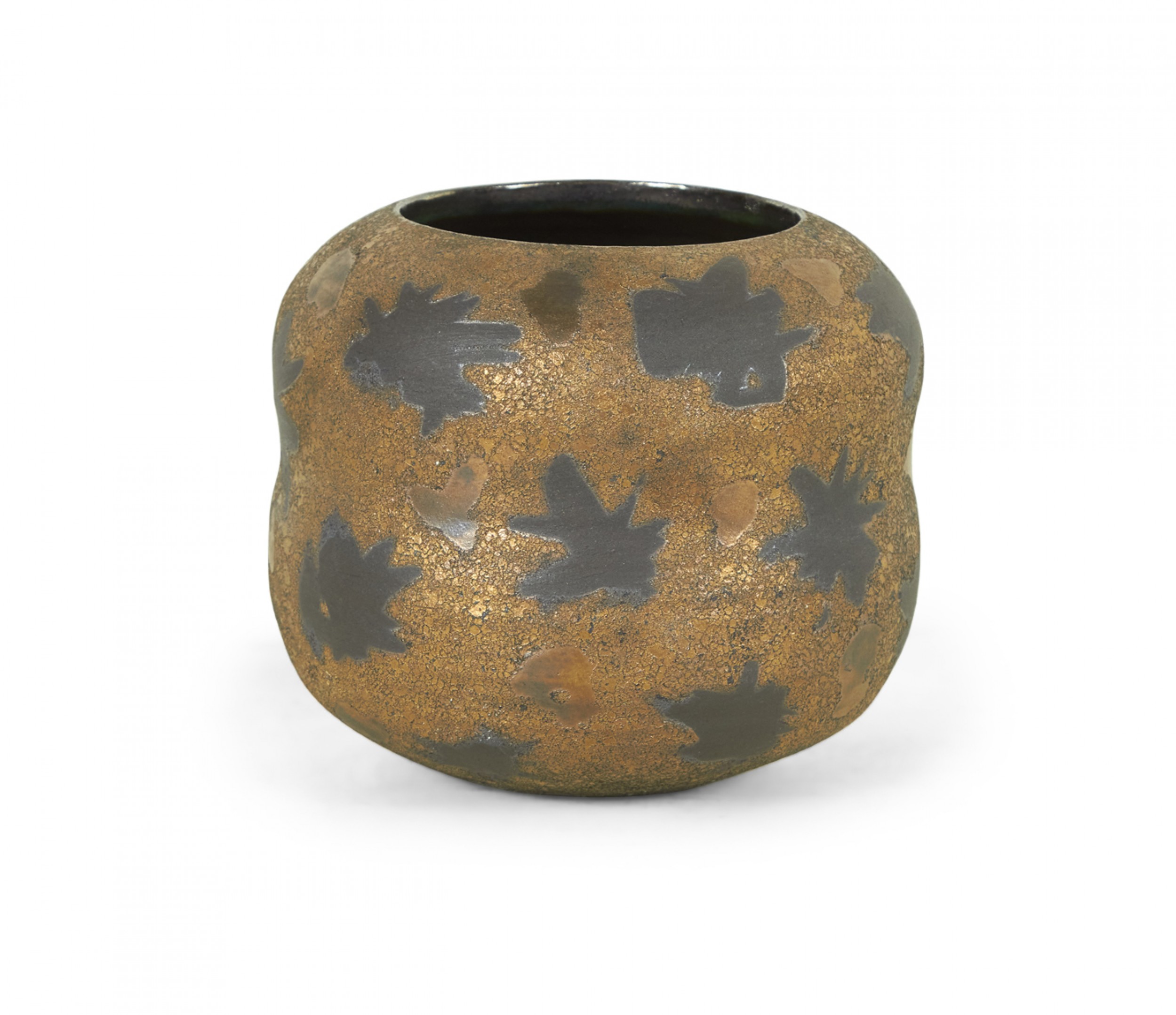 Gary DiPasquale Contemporary Bronze Texture and Black Starburst Patterned Curved Vase