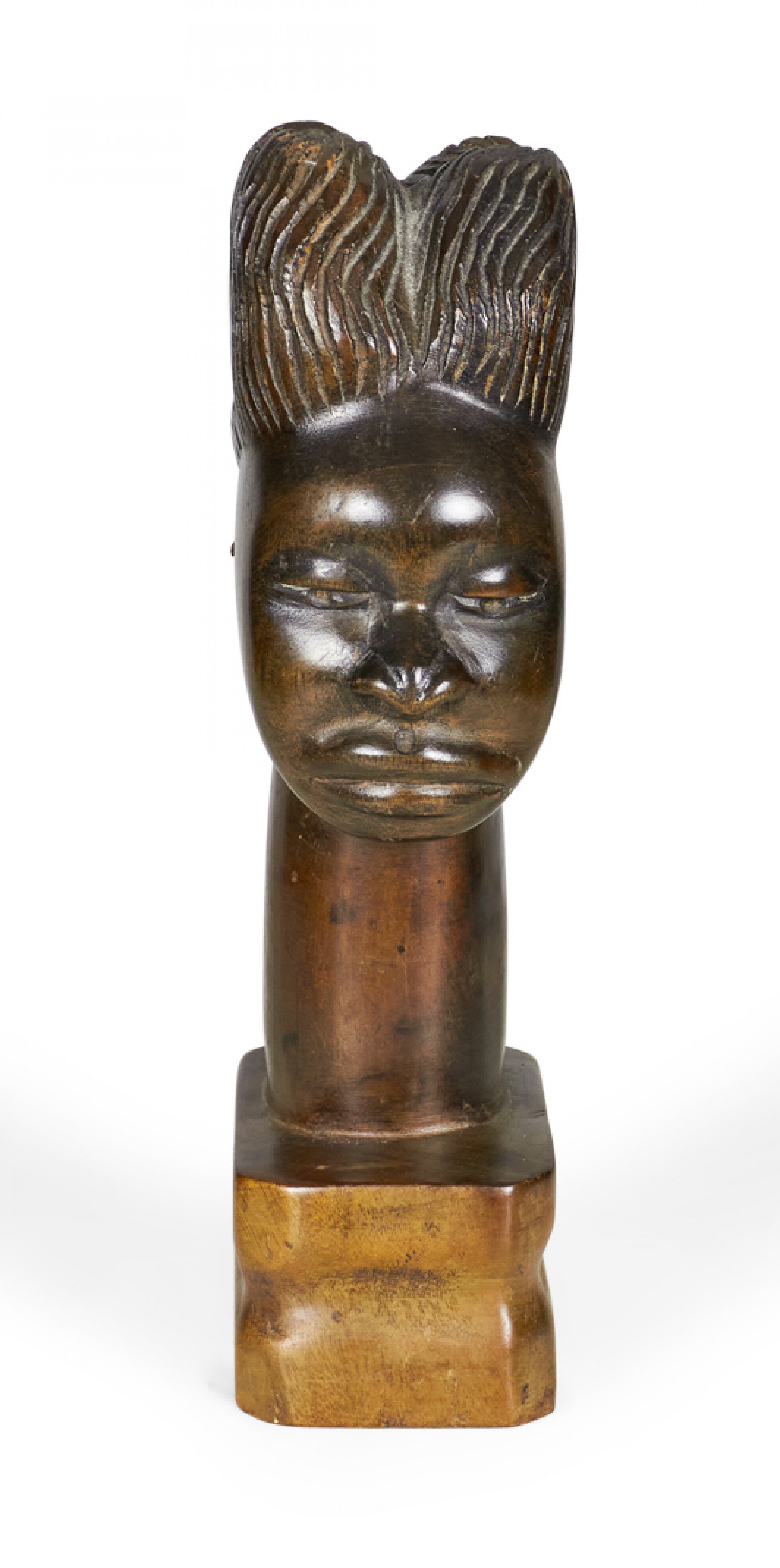 African Maasai Carved Wooden Bust of a Woman