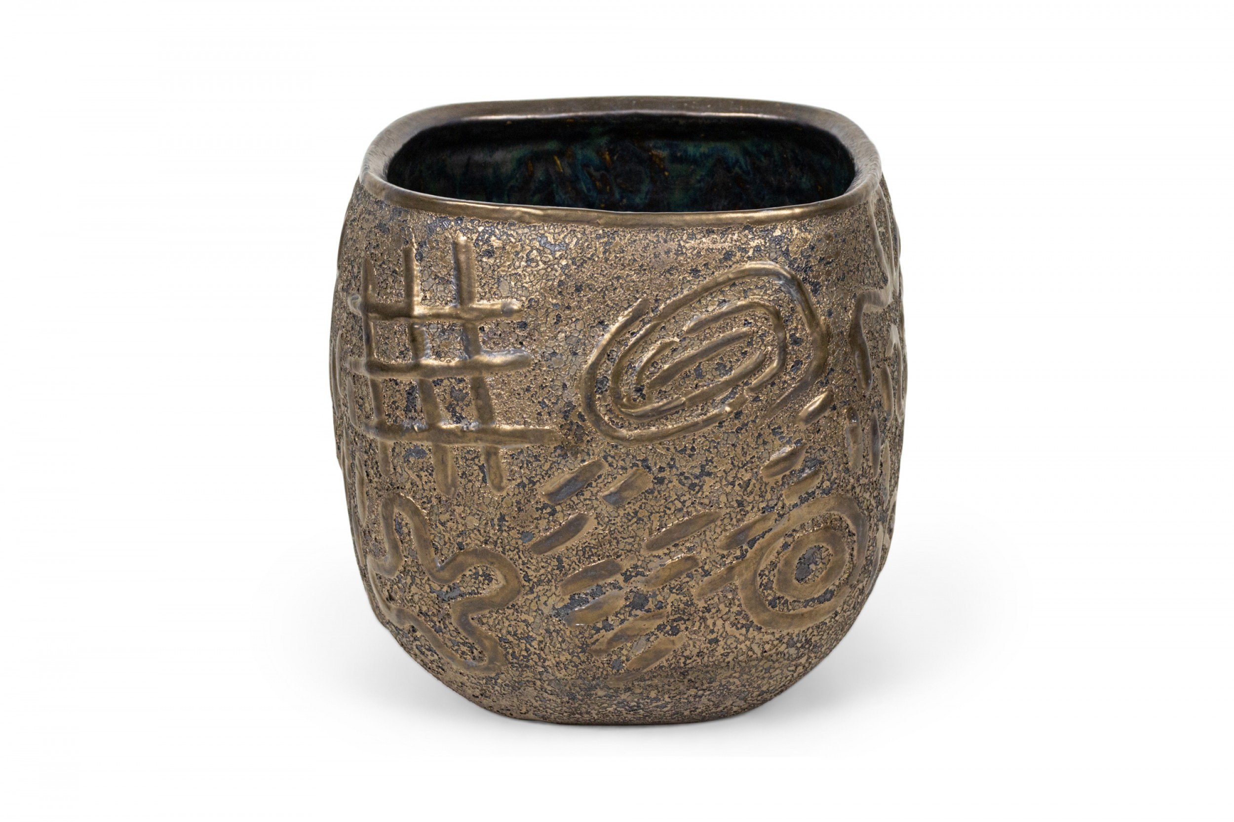 Gary DiPasquale Contemporary Thrown Ceramic Graffiti Bronze Glazed Vessel