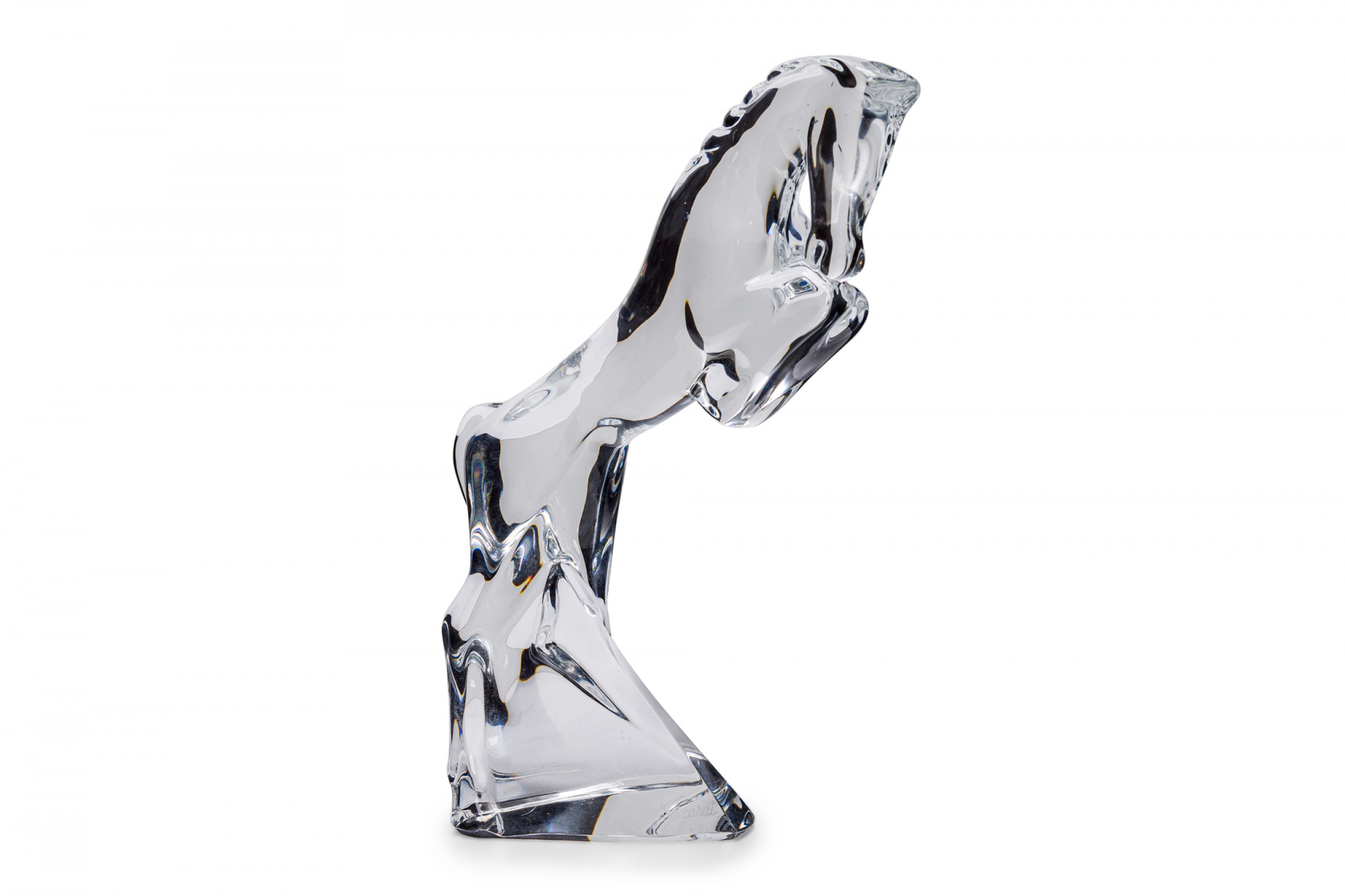 French contemporary baccarat crystal figure of a rearing horse