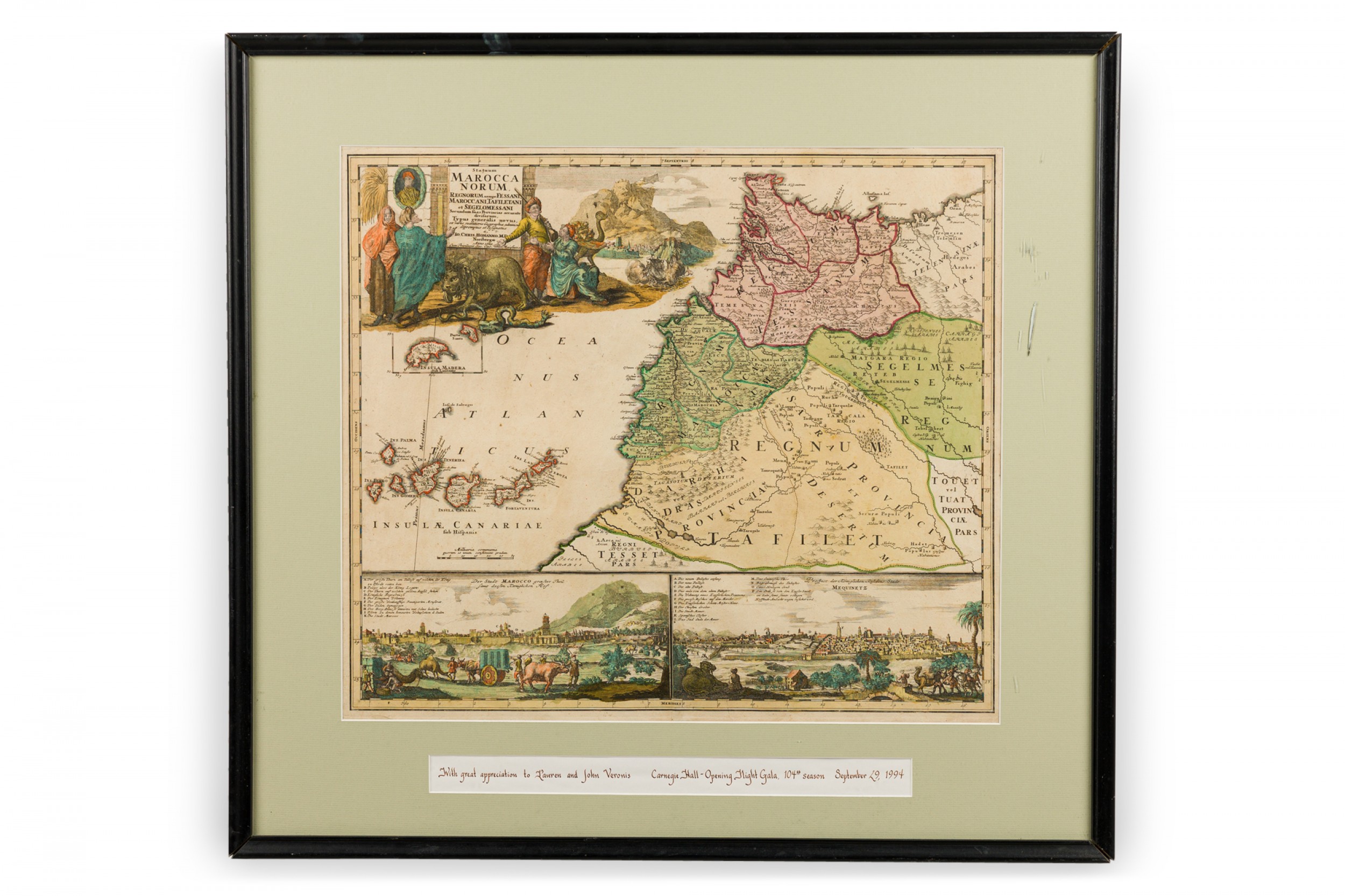 Framed print of an antique german map of morocco