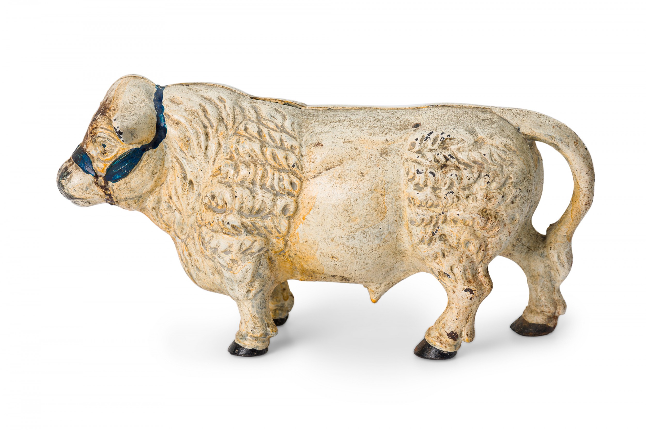 American country rustic painted bull form cast iron door stop