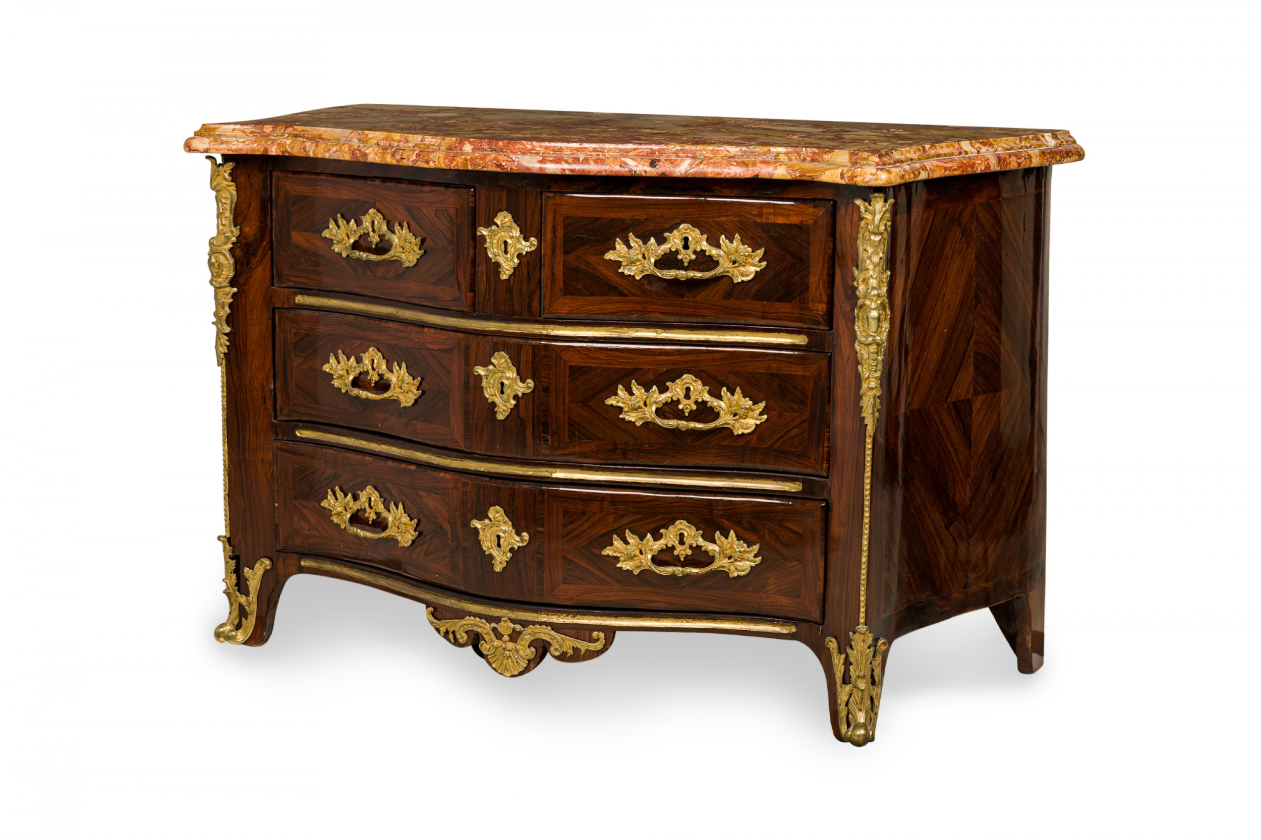 French louis xv style 3 drawer marble top kingwood commonde