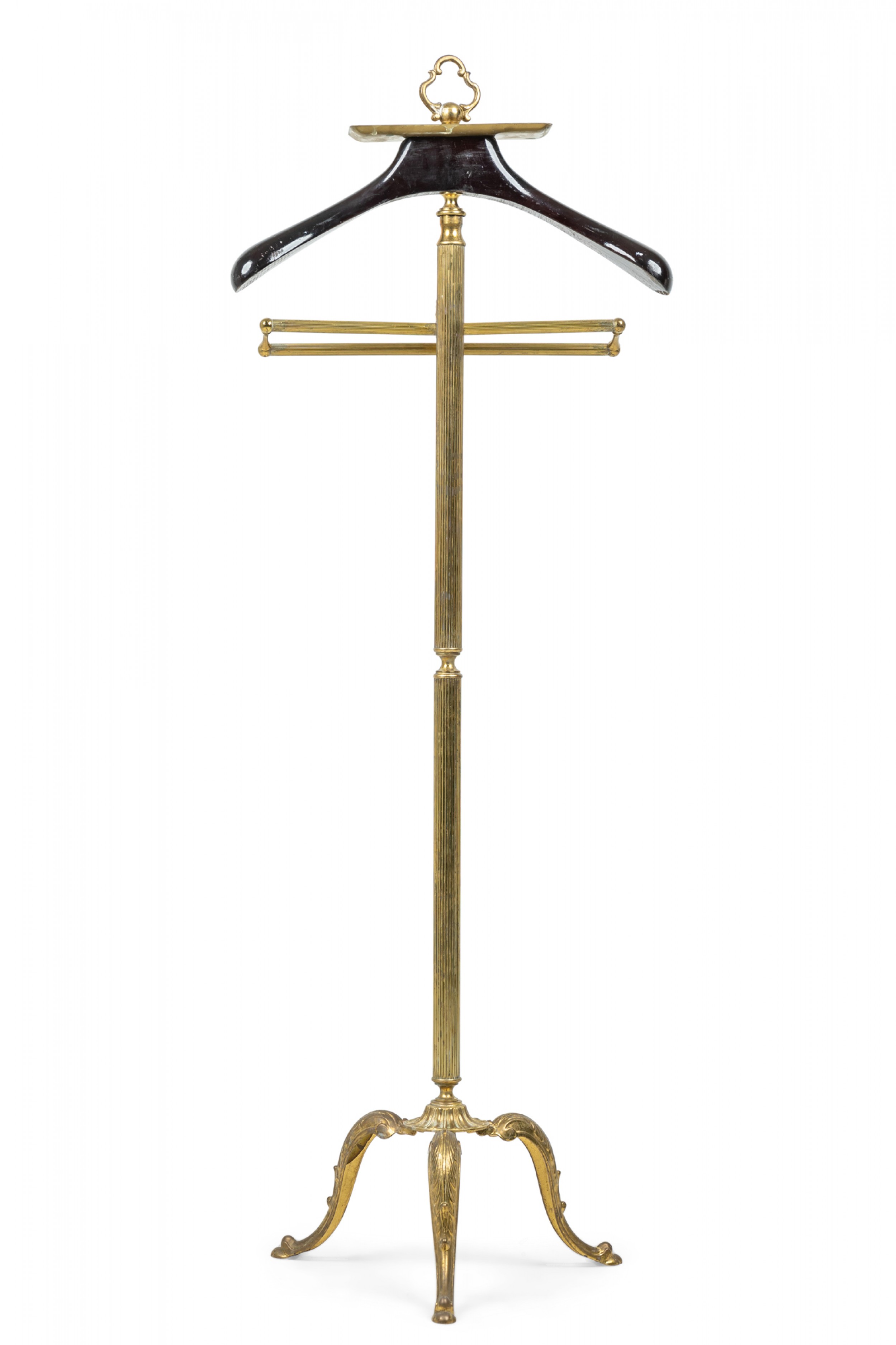 English victorian style brass and wood valet stand