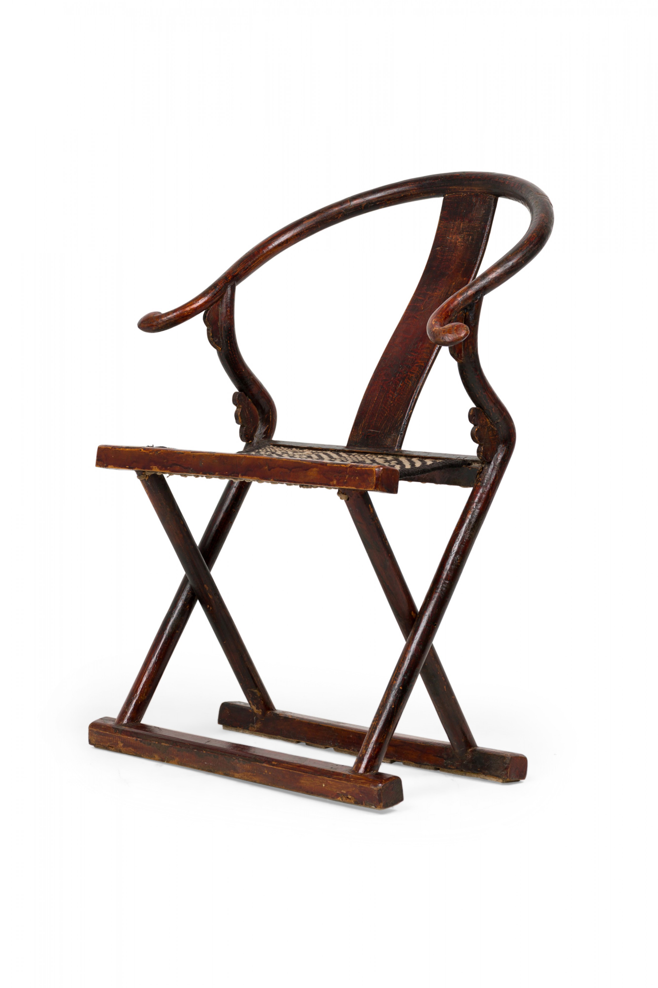 Chinese 19th century hoop back horseshoe folding armchair