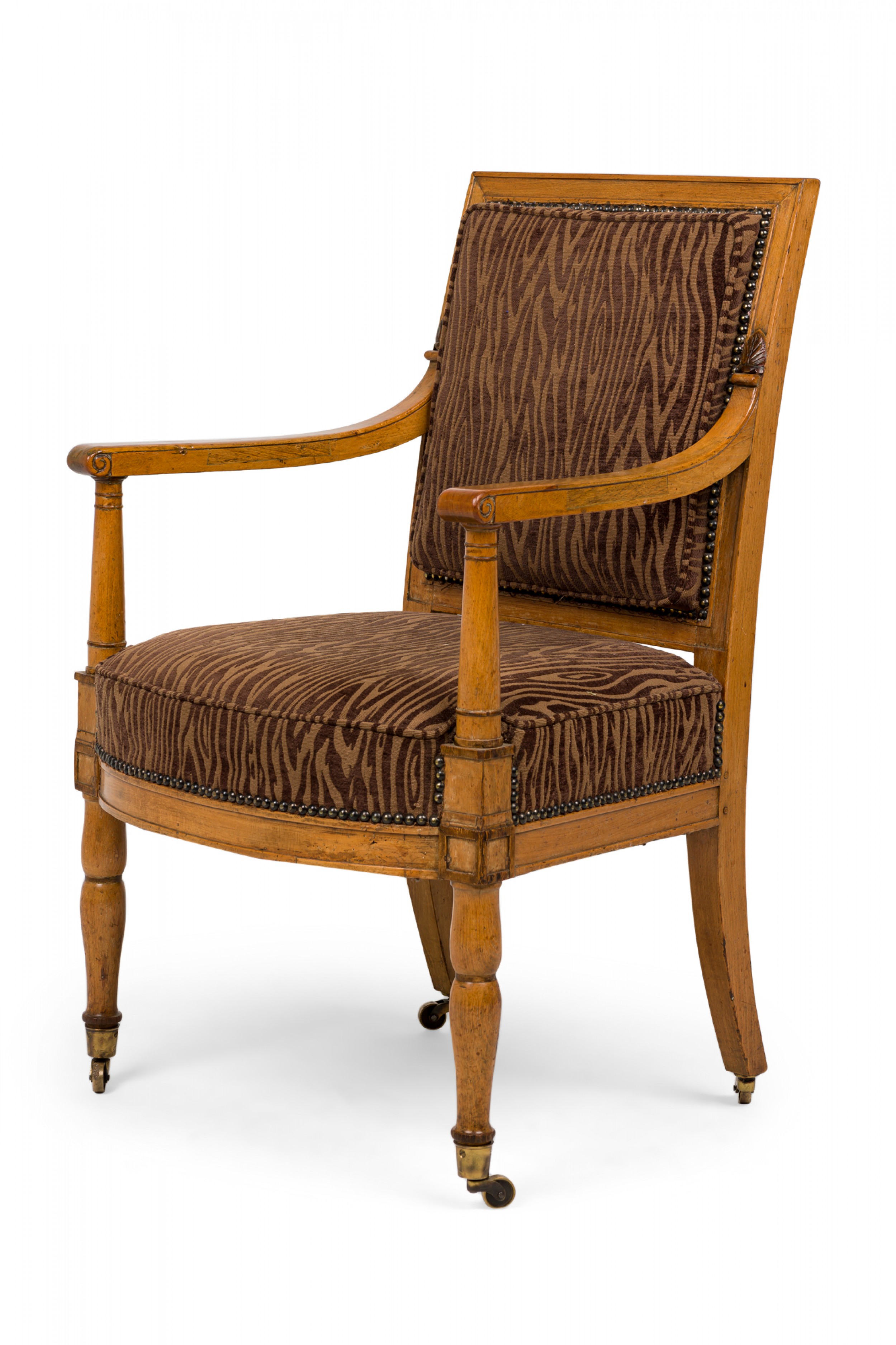 French restoration period animal print upholstered armchair