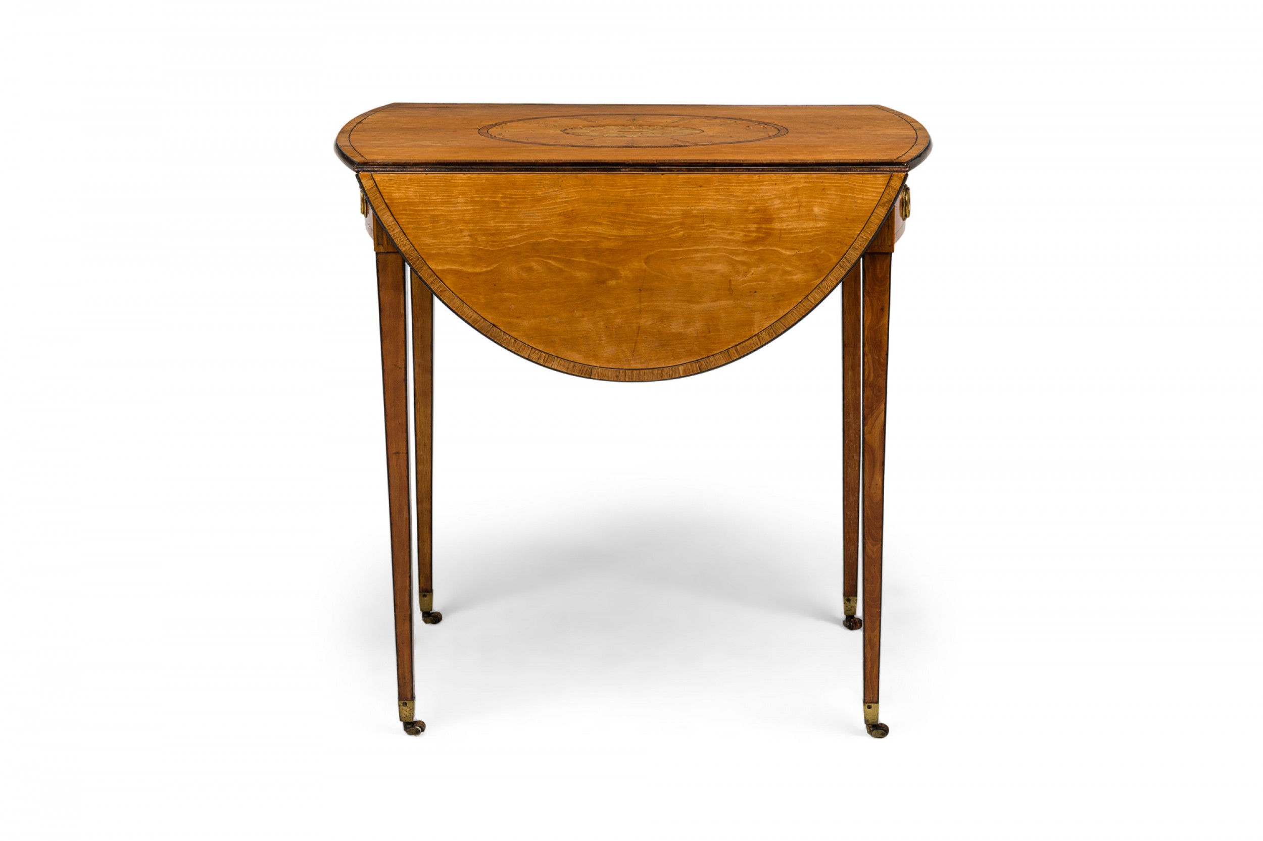 English george iii drop leaf oval inlaid pembroke table