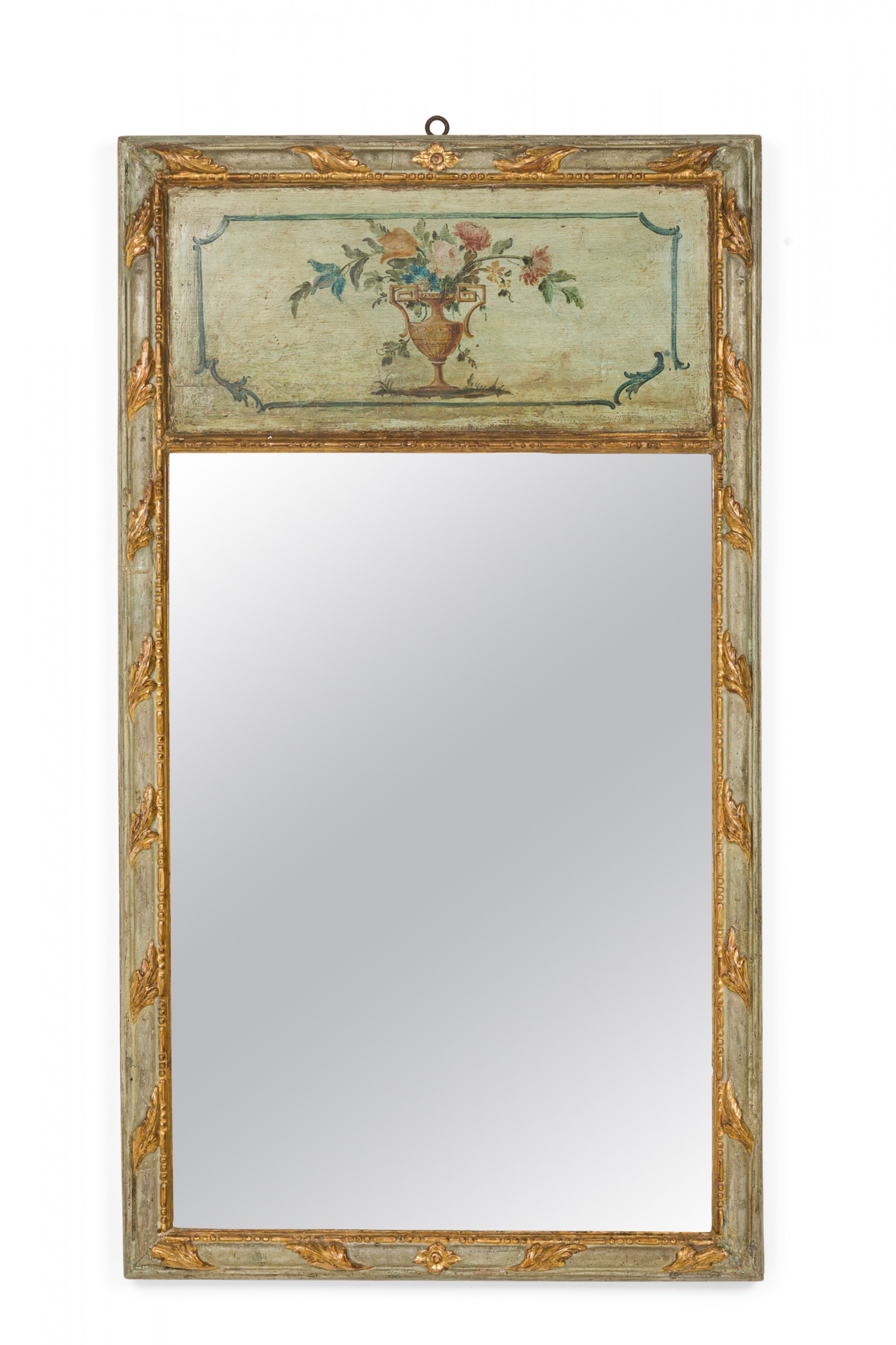 Italian genoese rococo carved and painted trumeau mirror