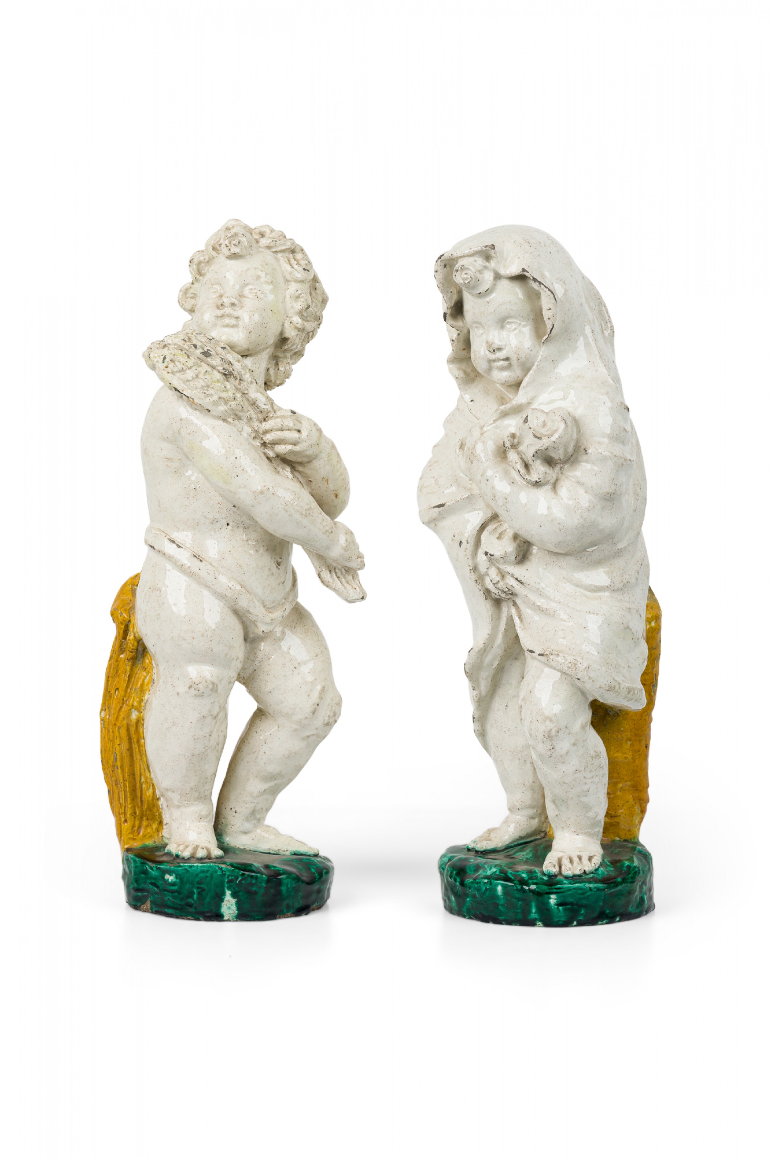 Pair of continental 19th century majolica figures