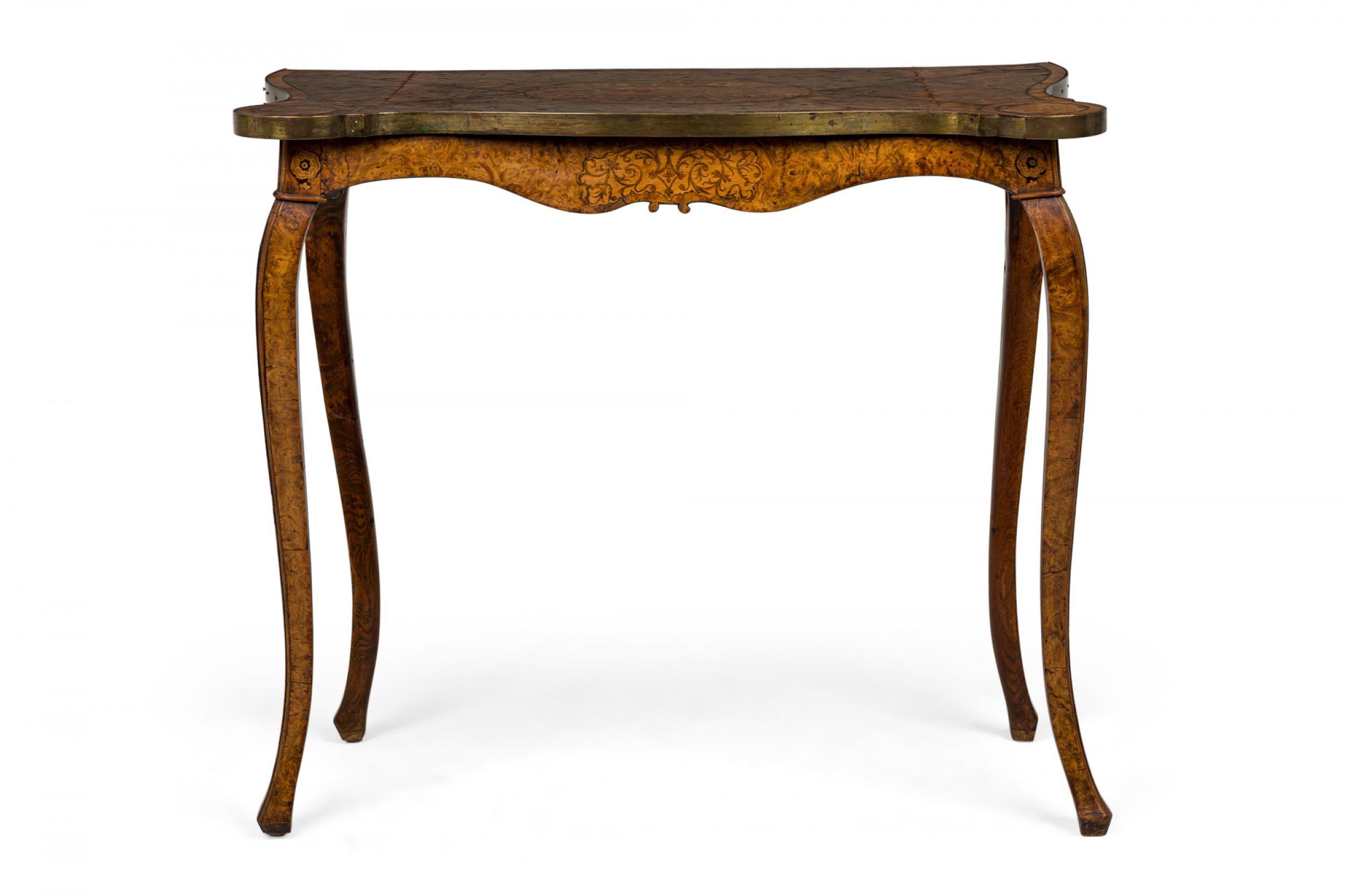 Antique dutch elm inlaid brass bound console table