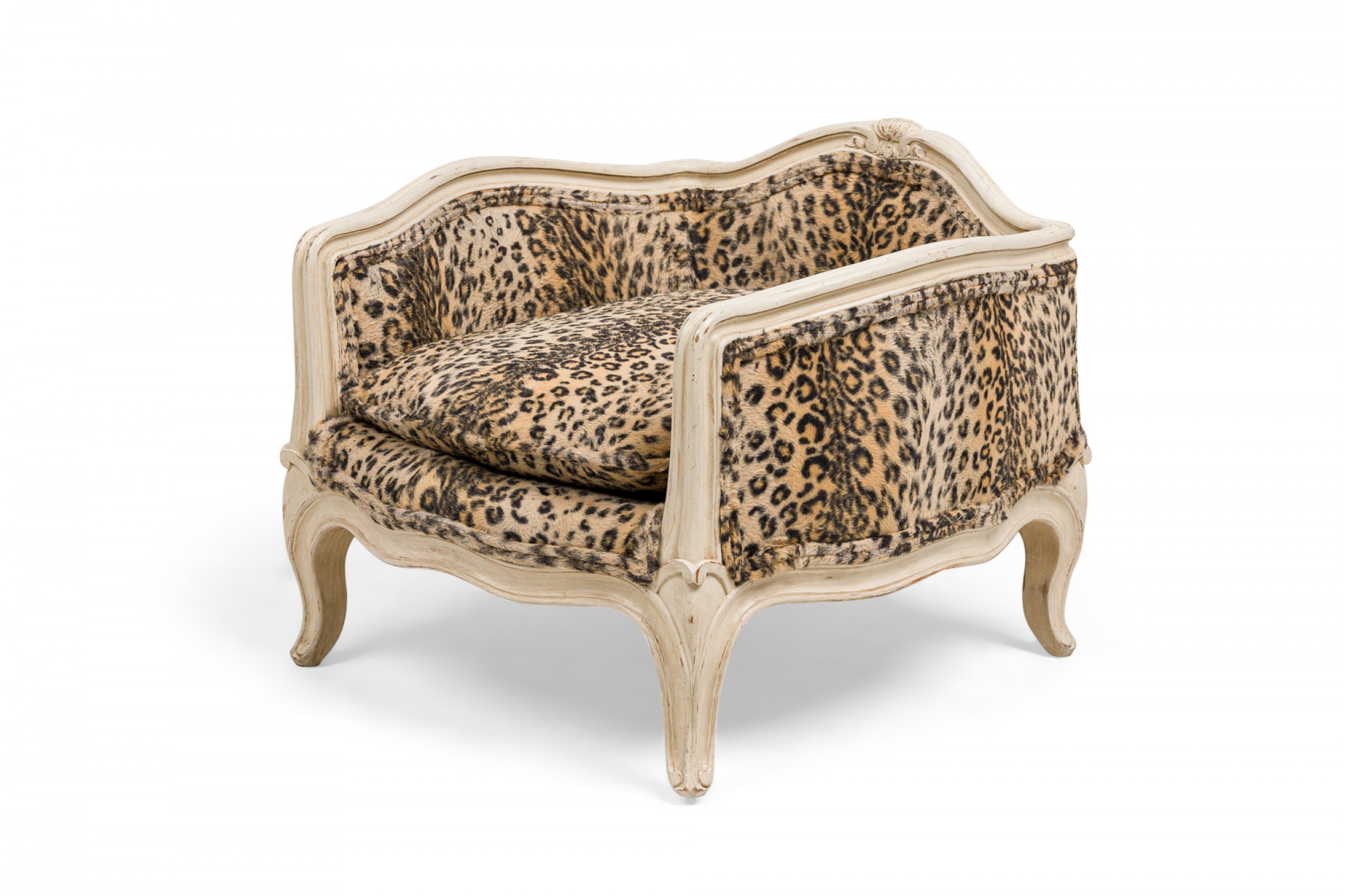 French louis xv style painted wood leopard print upholstered pet bed miniature chair