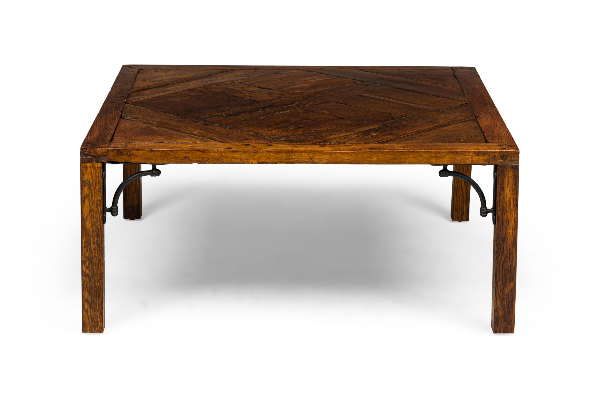 Contemporary wooden parquetry floor tile coffee table