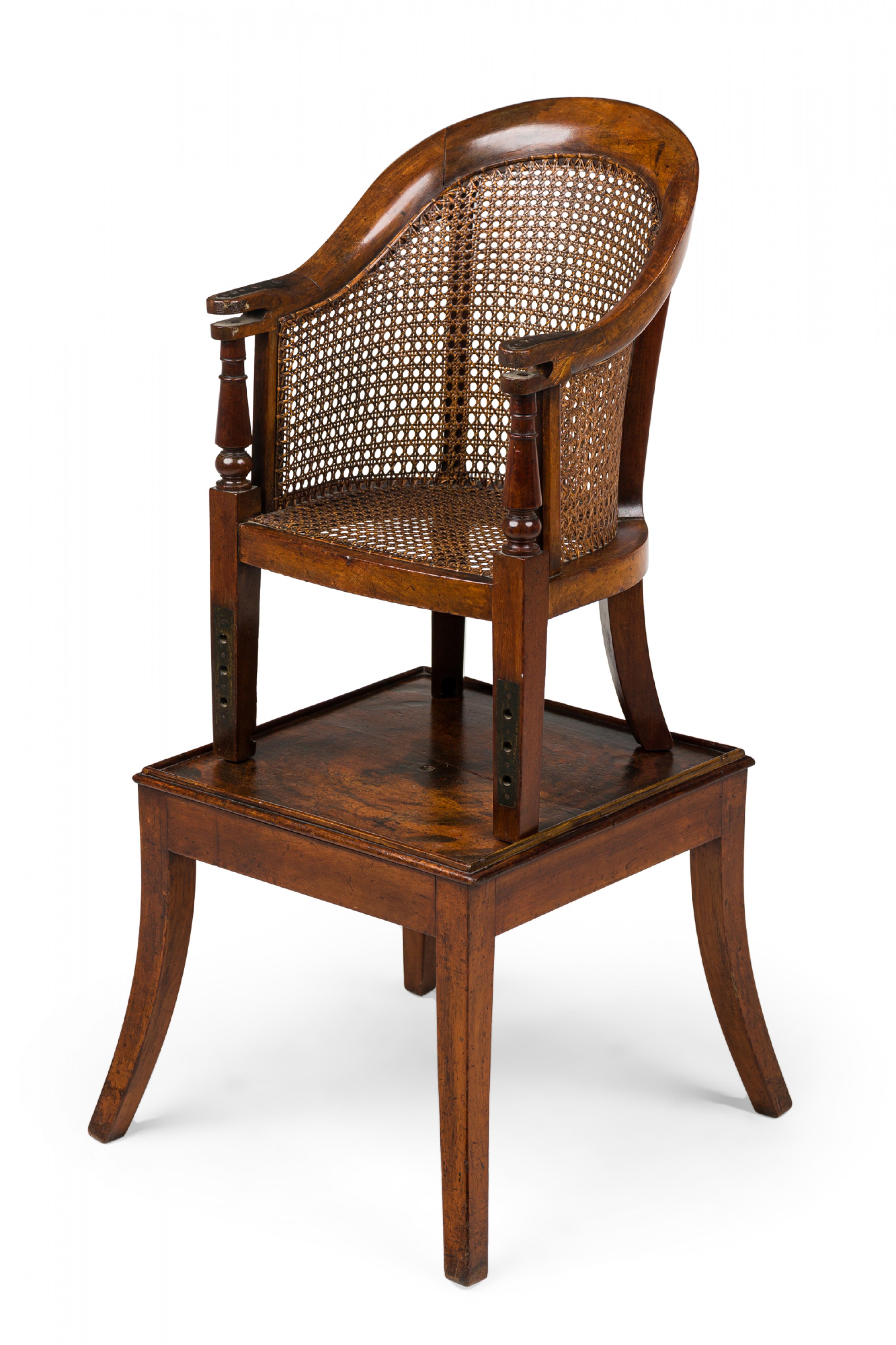 English regency caned childs chair on stand