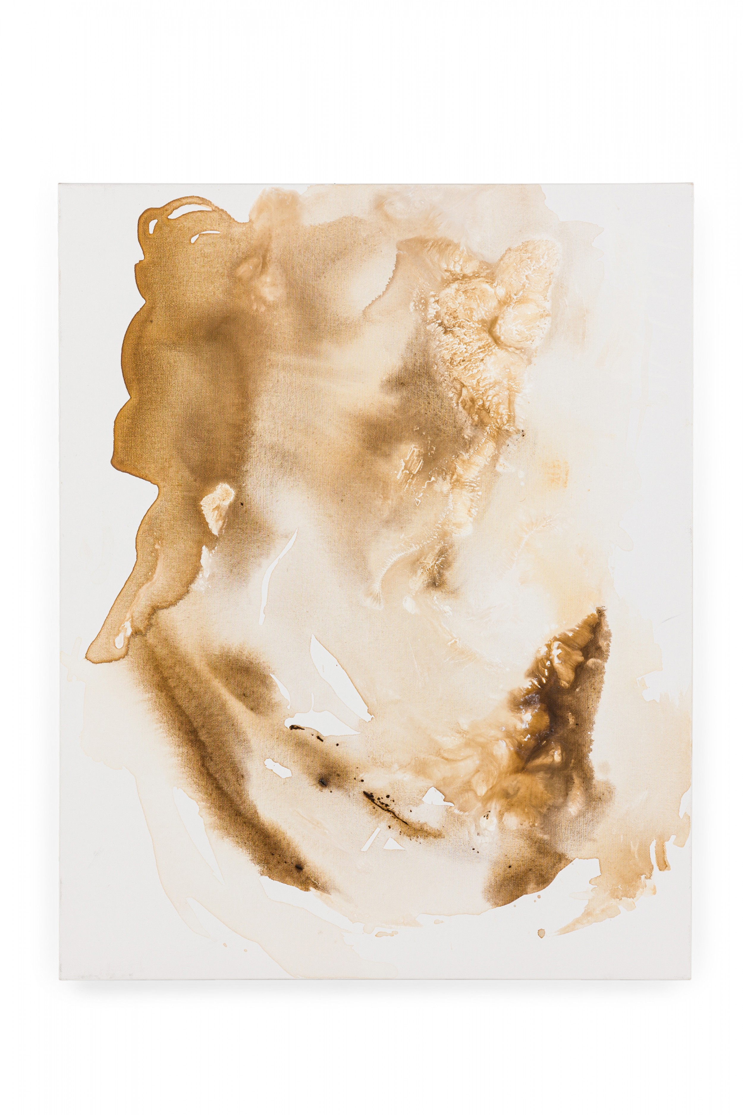 Contemporary american abstract acrylic light brown wash painting on canvas