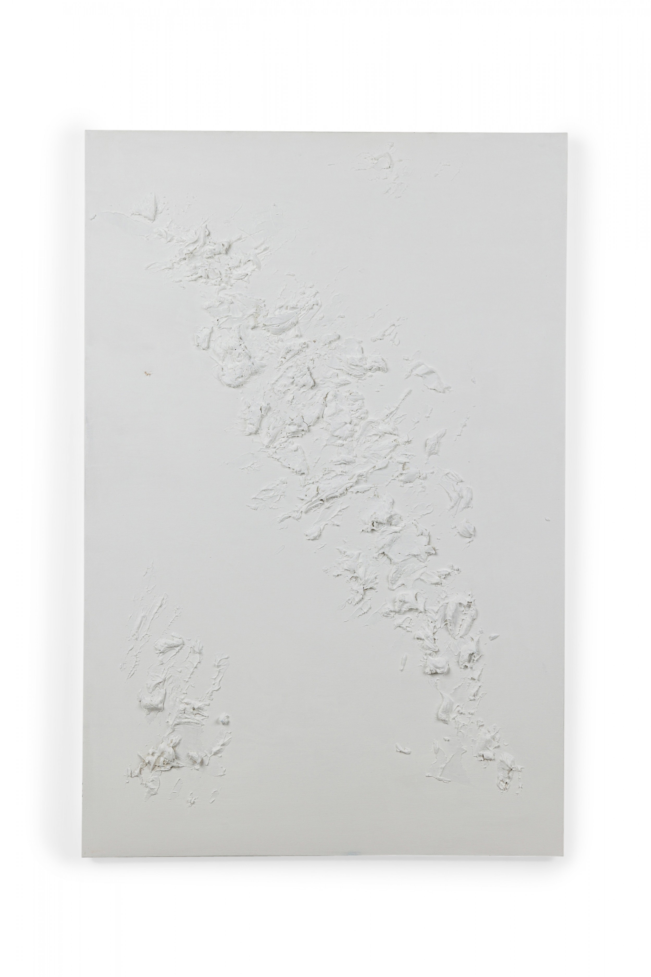 Contemporary american abstract mixed media white textural painting on canvas