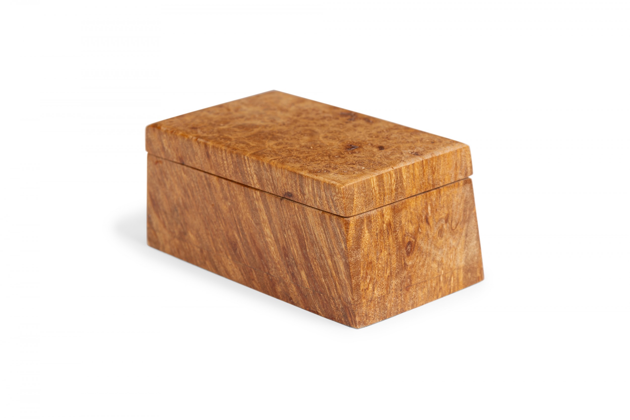 Contemporary american small maple burl decorative rectangular box