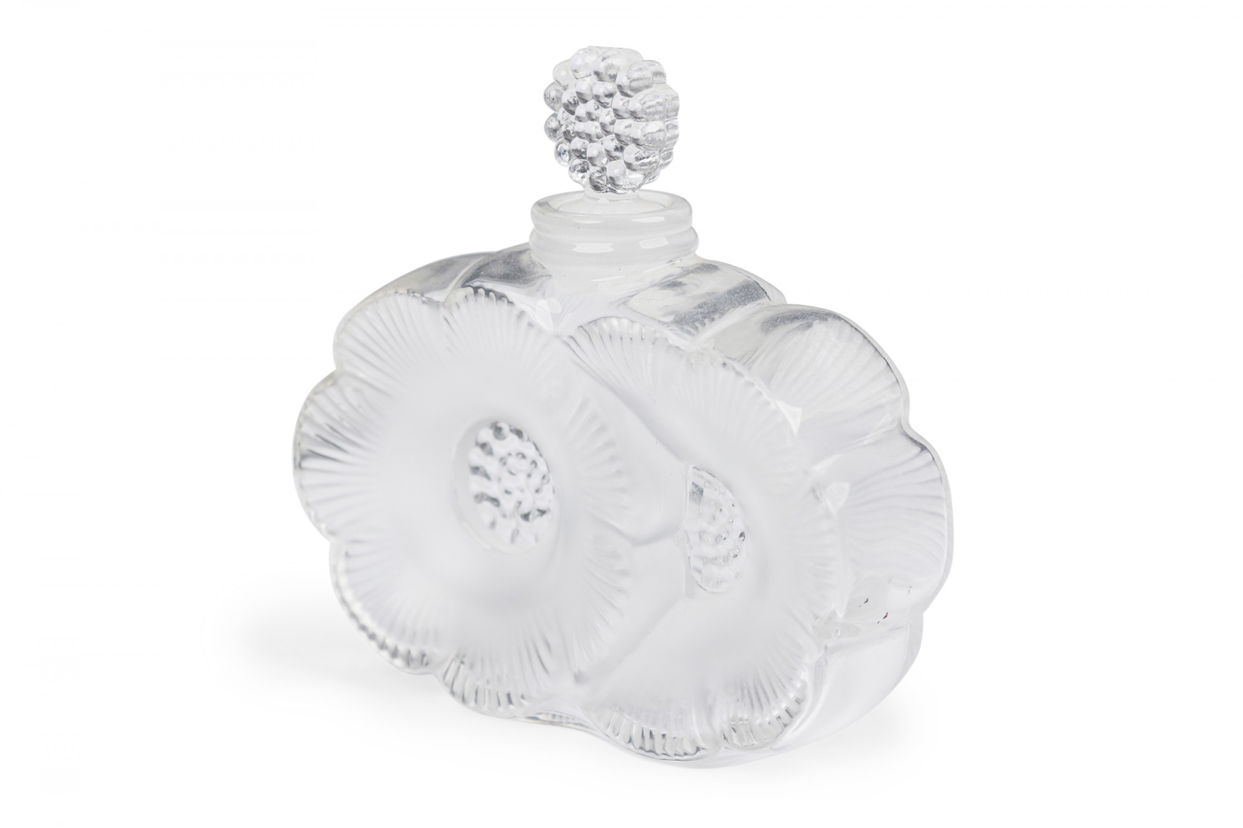 Lalique mid century french vintage deux fleur frosted glass perfume bottle