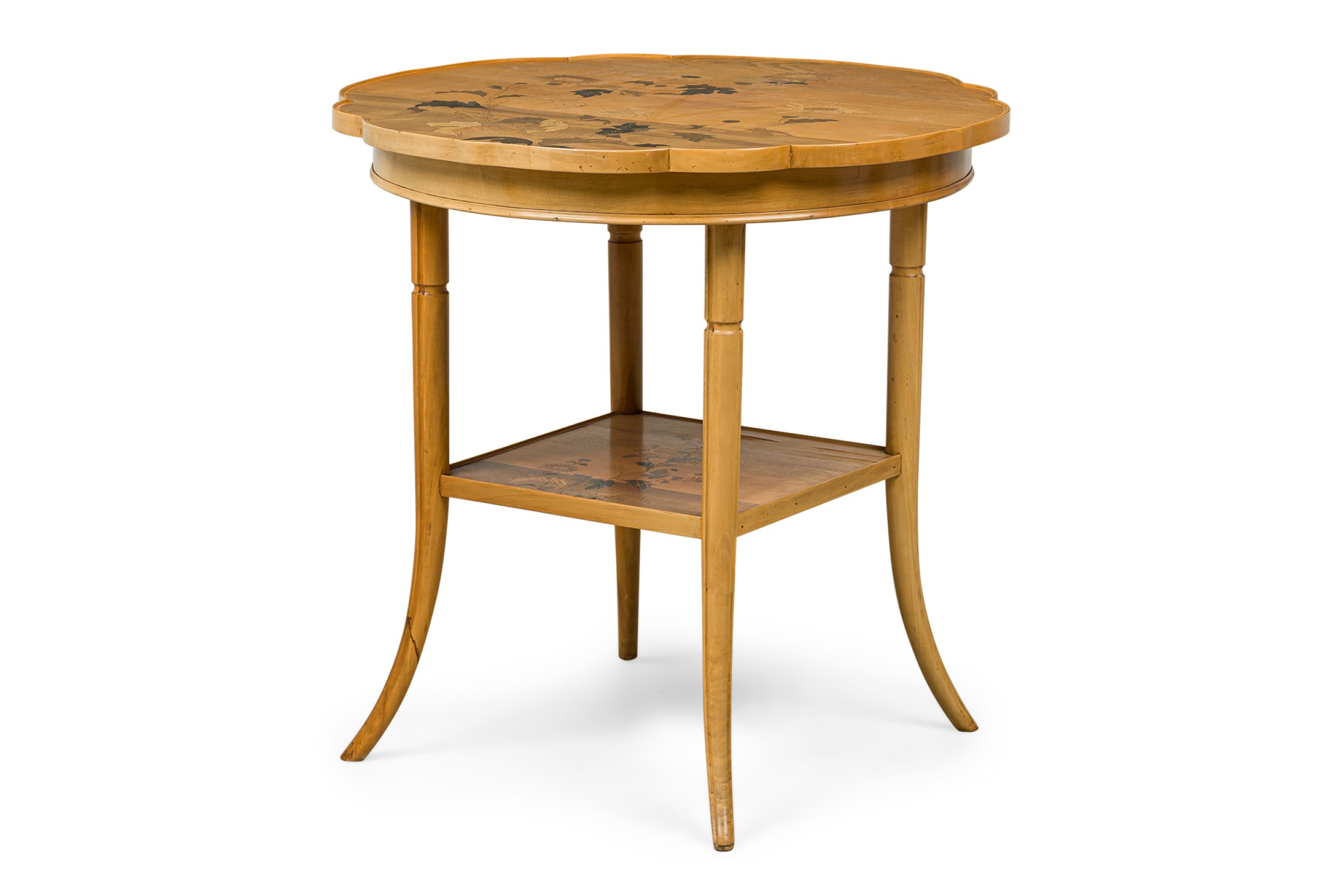 Emile galle french art nouveau floral marquetry rotating top occasional table