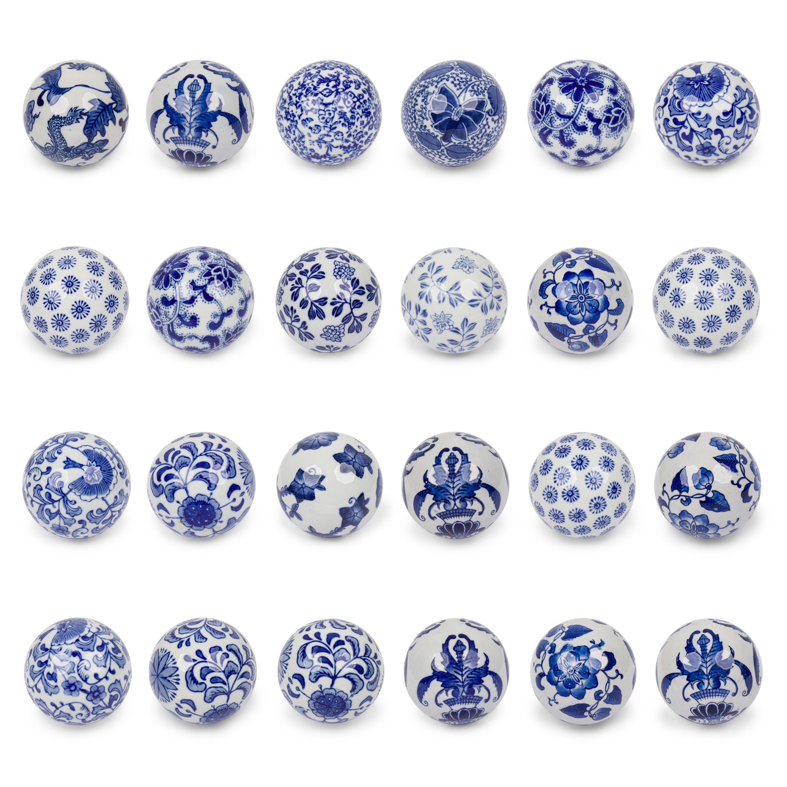 25 vintage chinese style blue and white ceramic decorative balls