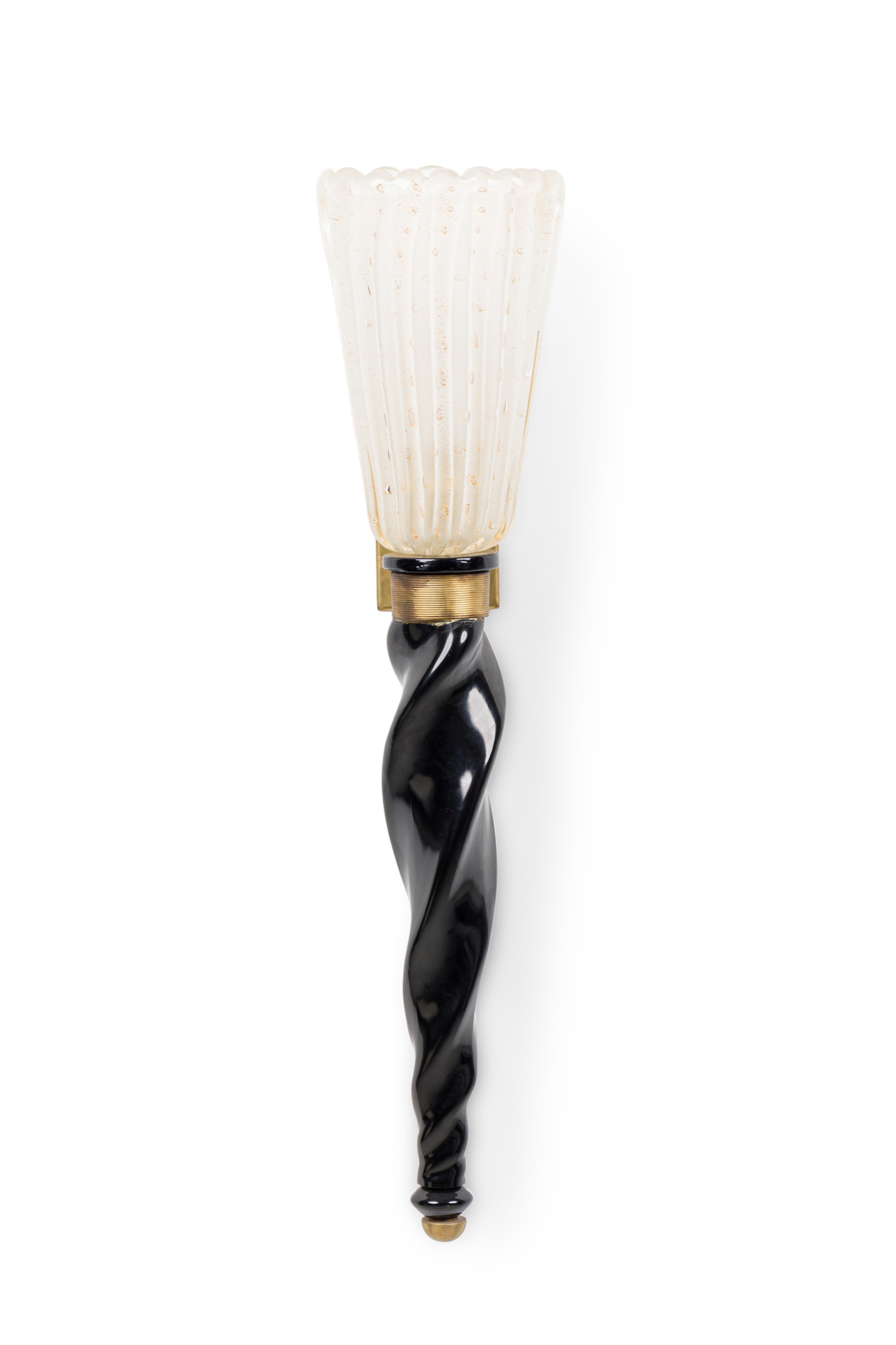 Set of 3 italian mid century murano glass torch wall sconce 