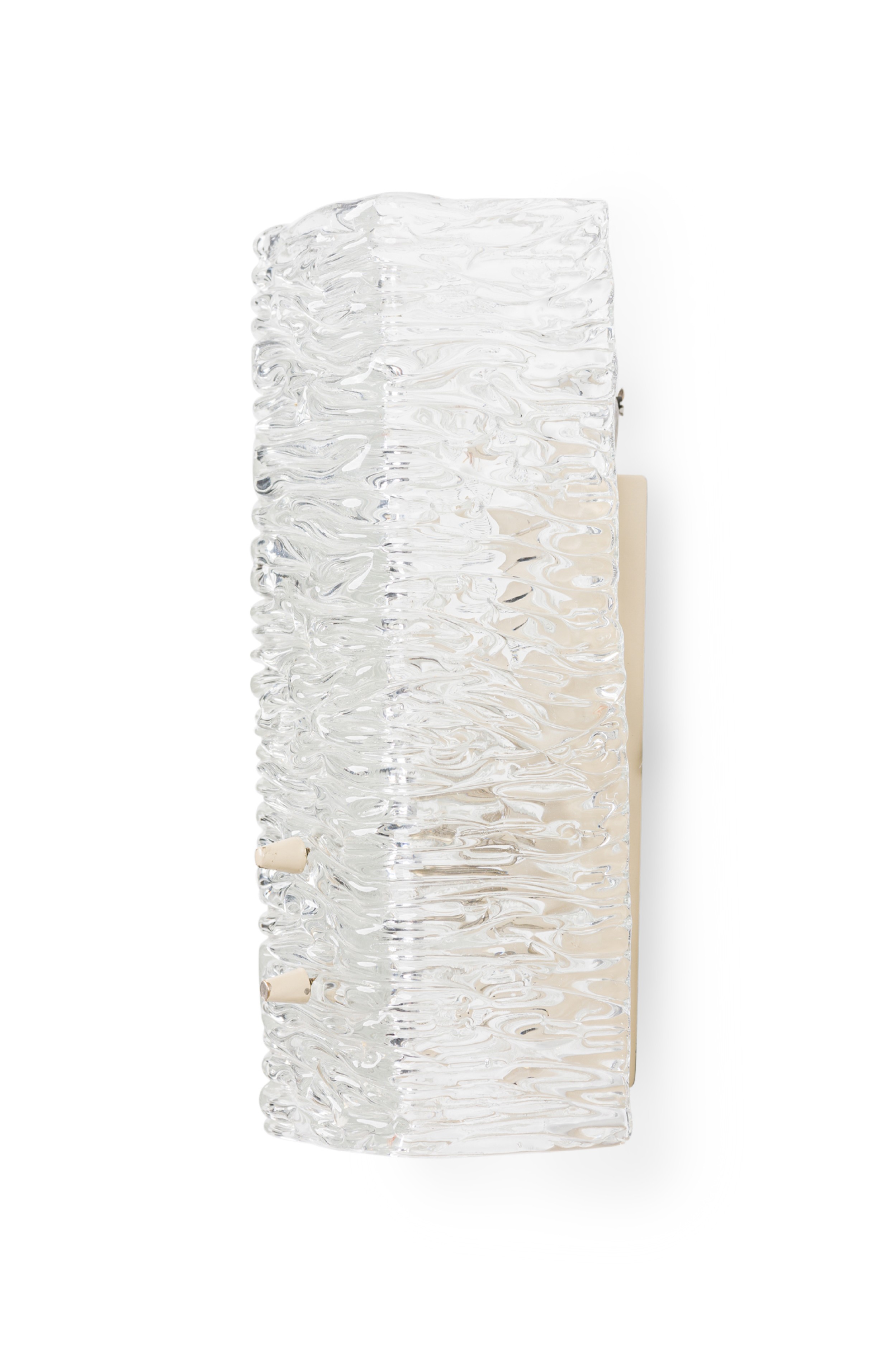 Pair of mid century scandinavian rectangle textured murano glass wall sconce 