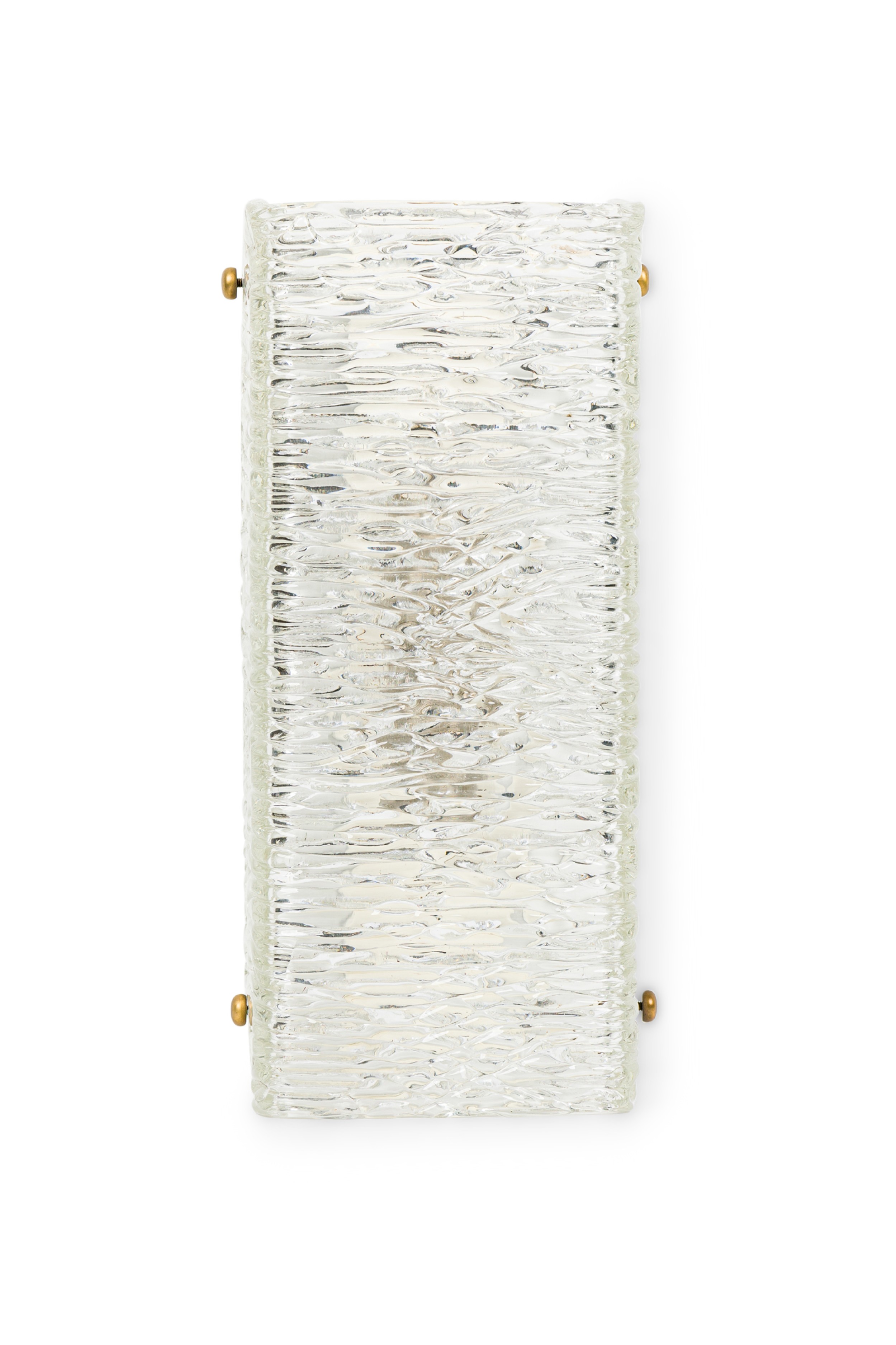 Pair of italian mid century rectangle textured murano glass wall sconce 