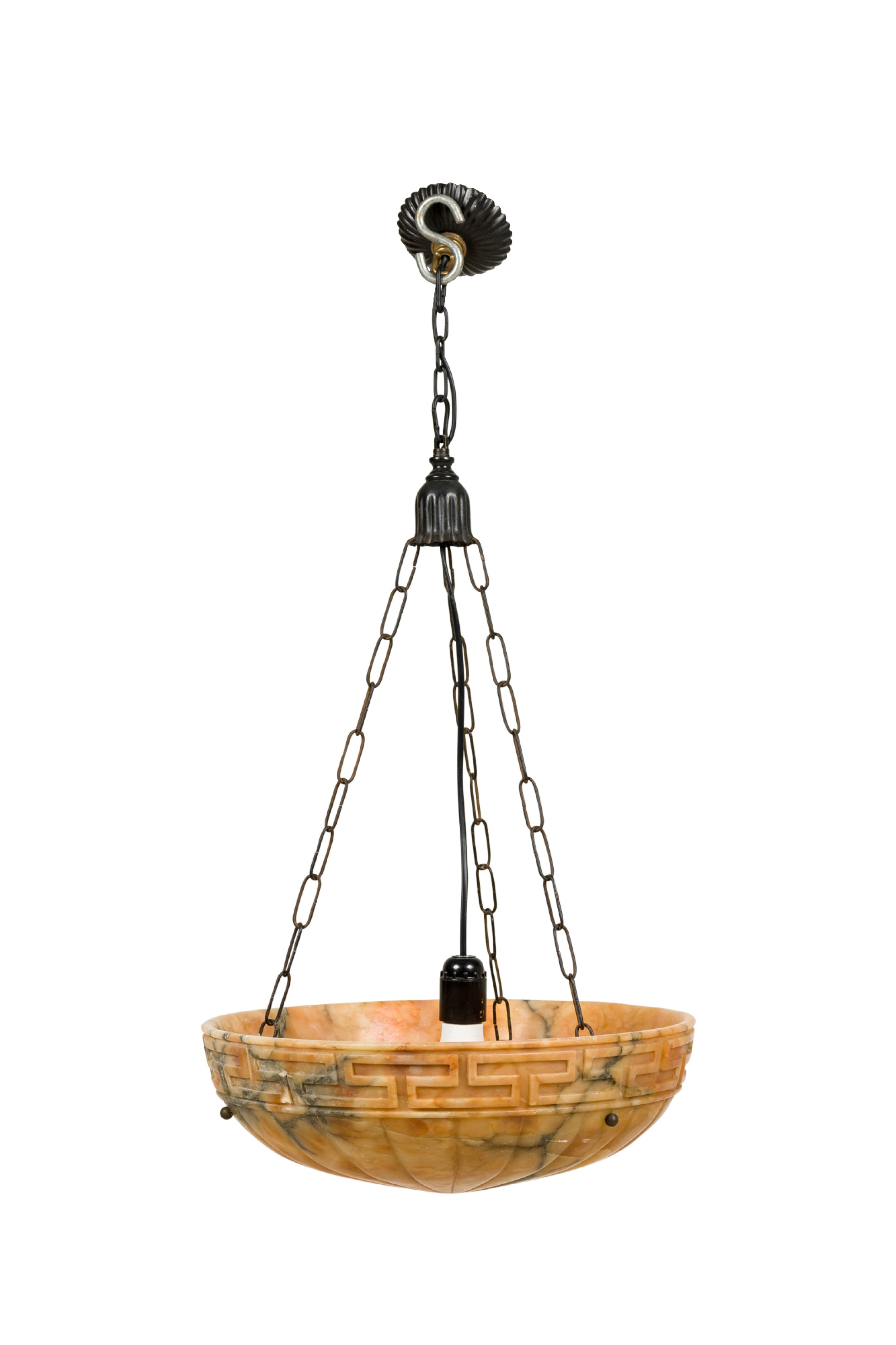 Mid century round stone chandelier 