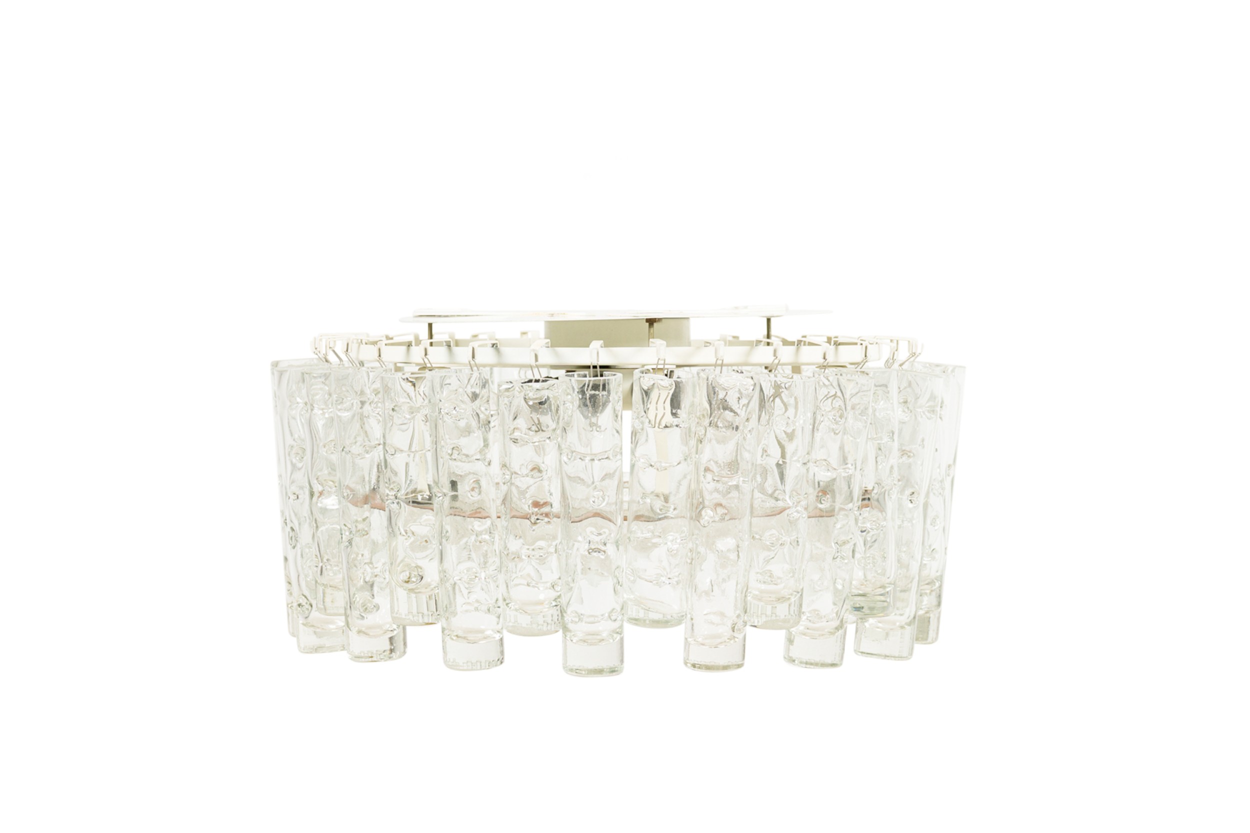 German modern hand blown glass and brass doria chandelier WM