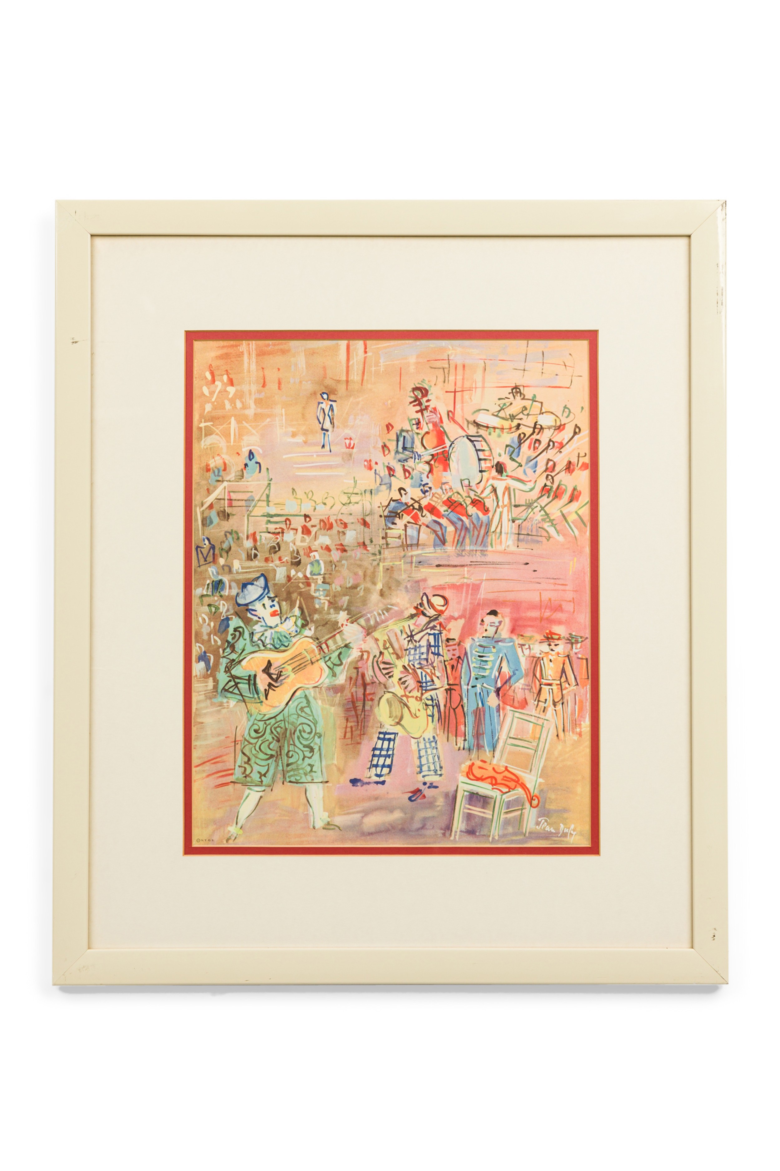 Jean dufy french mid century painting named guitar clown 