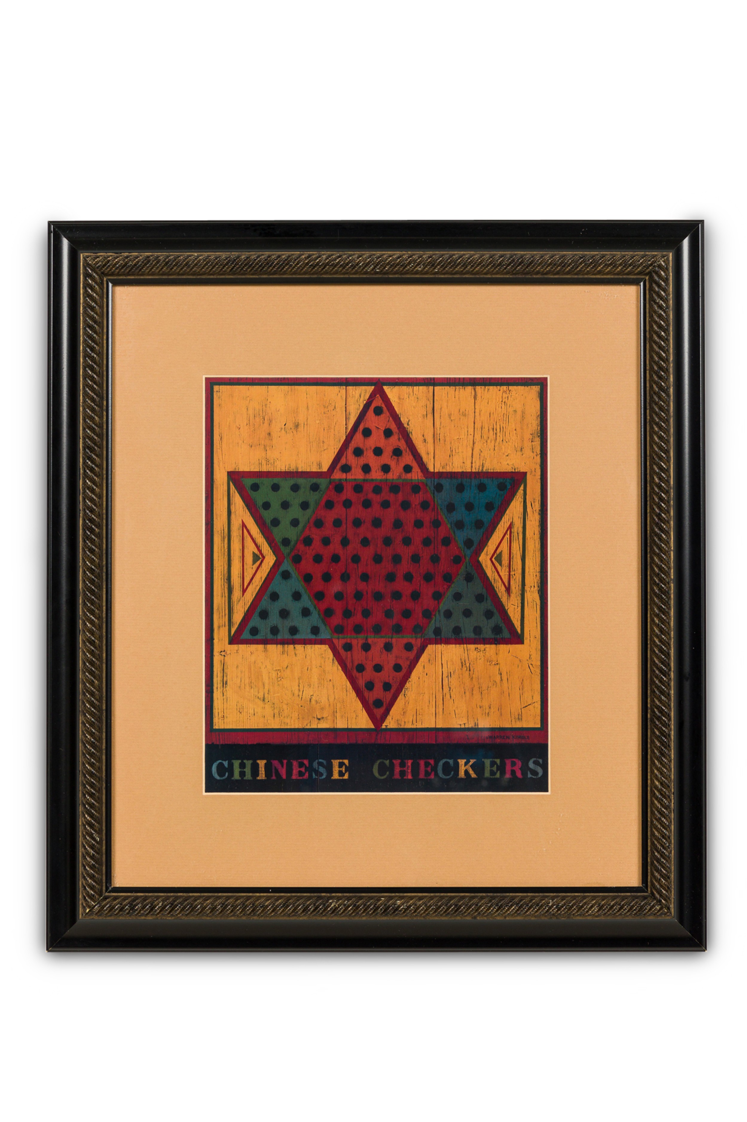 Warren kimble american contemporary chinese checker board in black frame