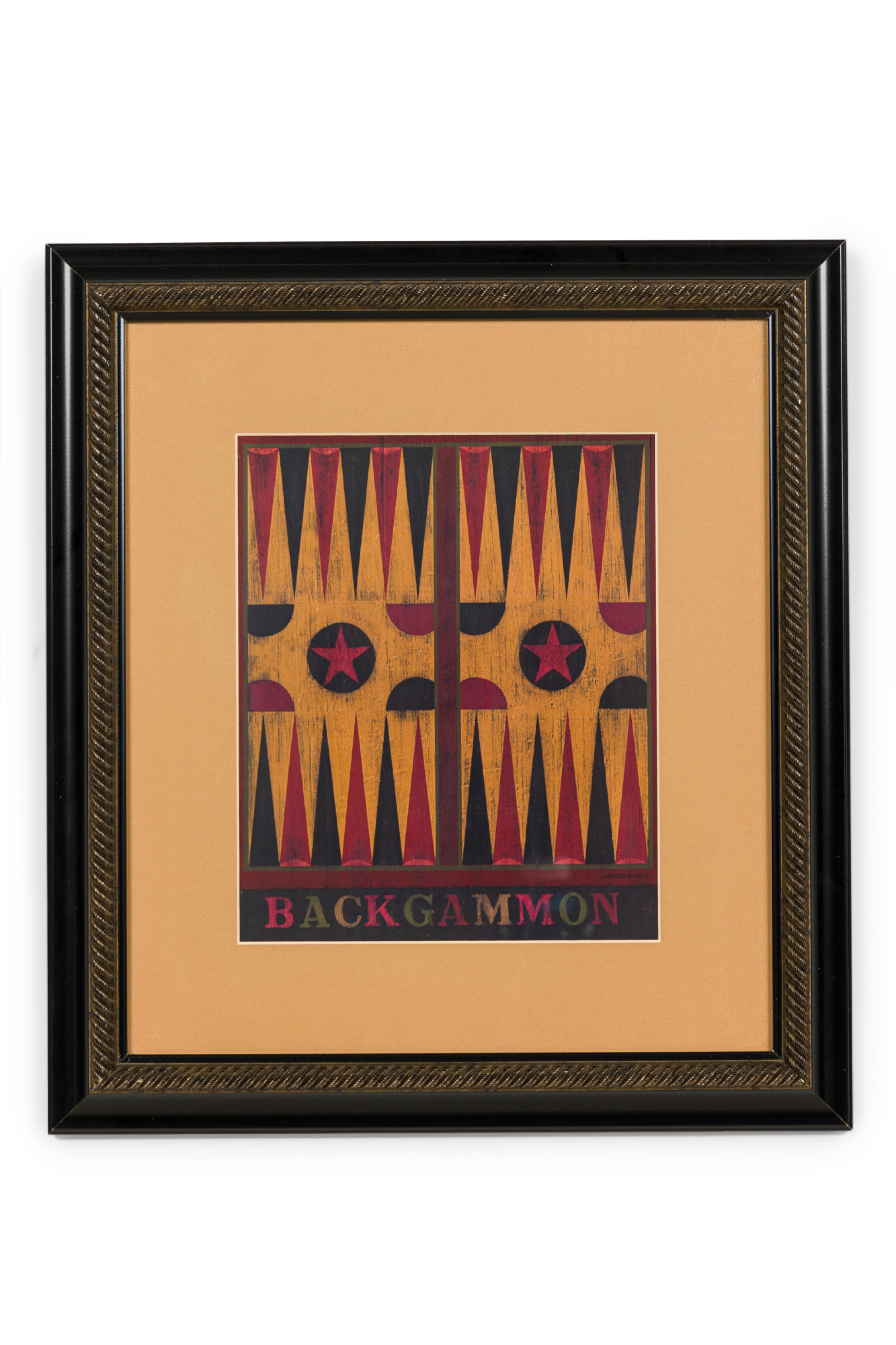 Warren kimble american contemporary backgammon in black frame