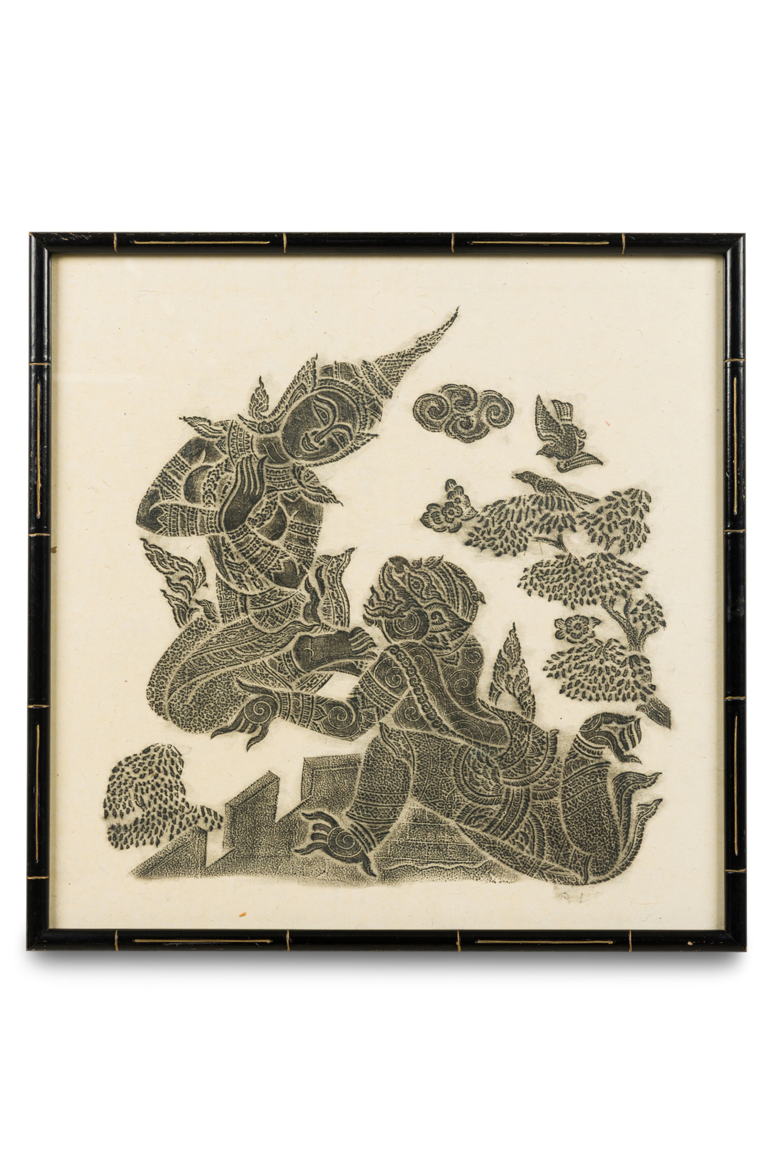 Thai charcoal rubbing painting of budda 