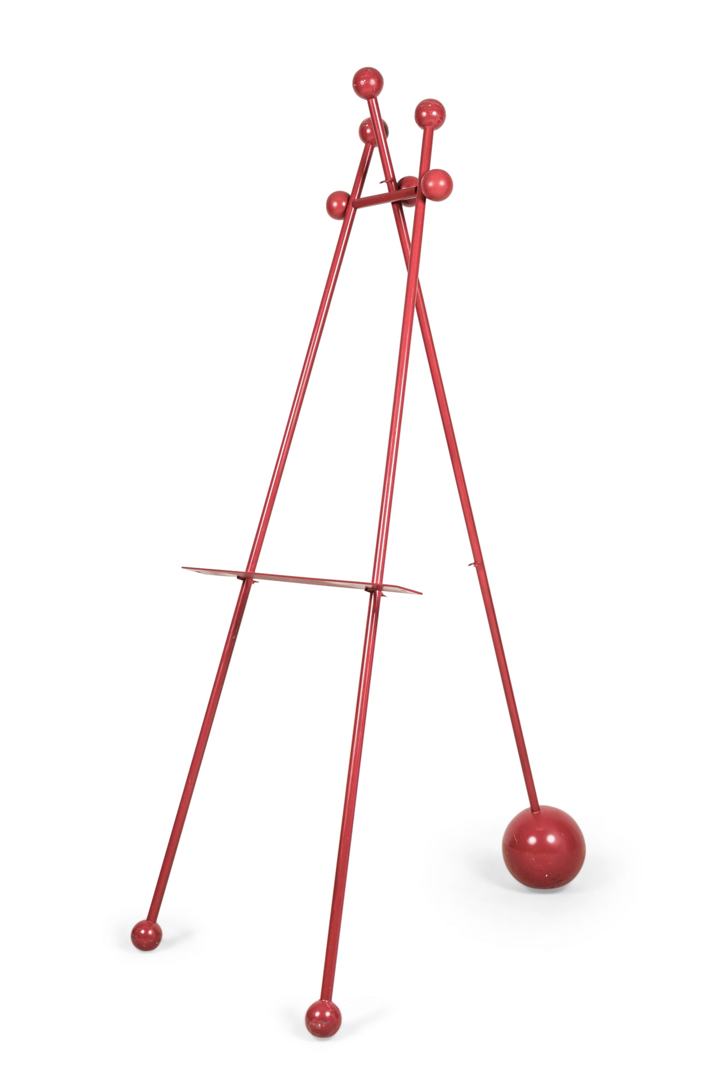 American Contemporary Enameled Iron Red Easel
