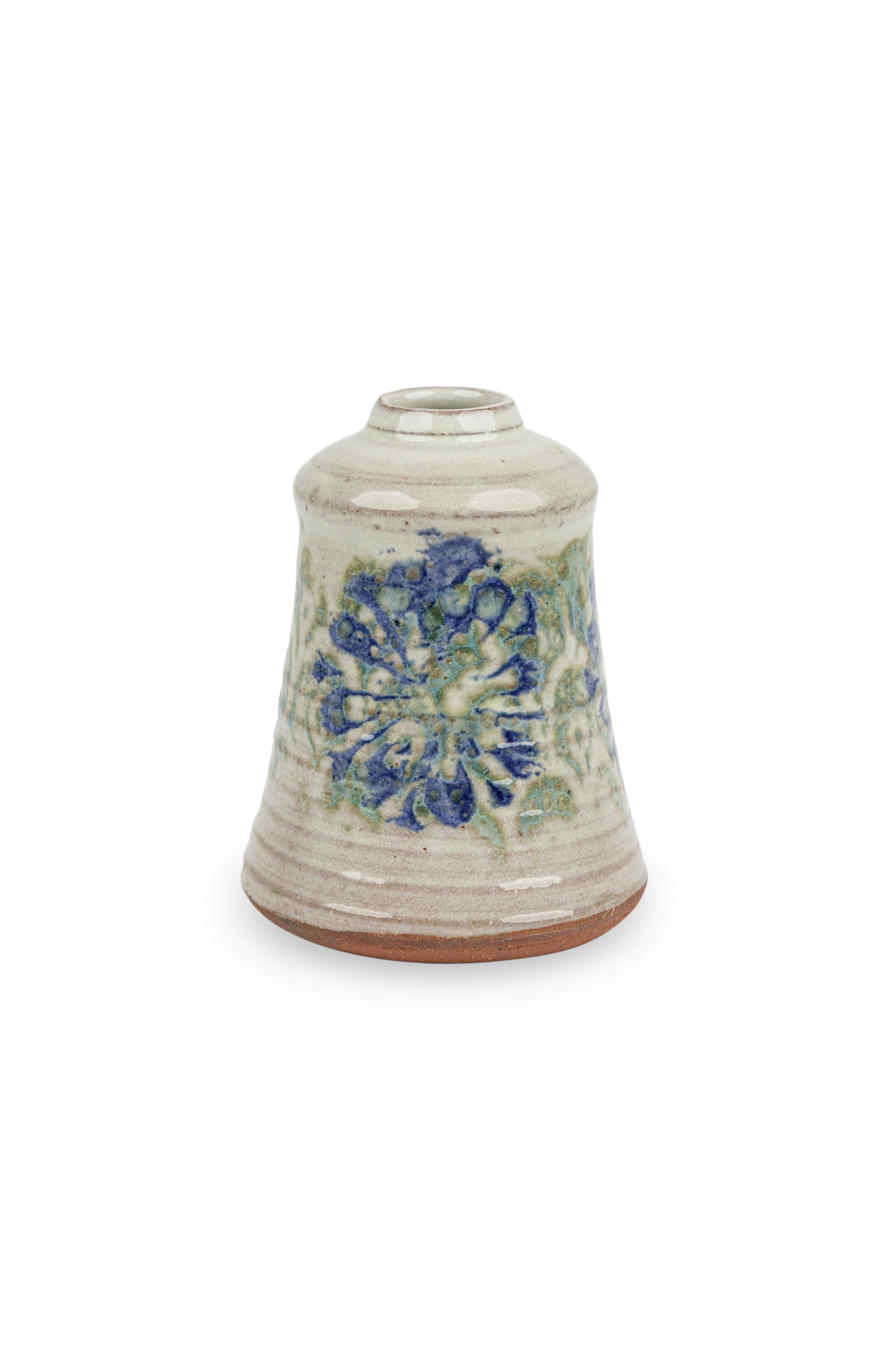 American mid century glazed painted terracotta vase 